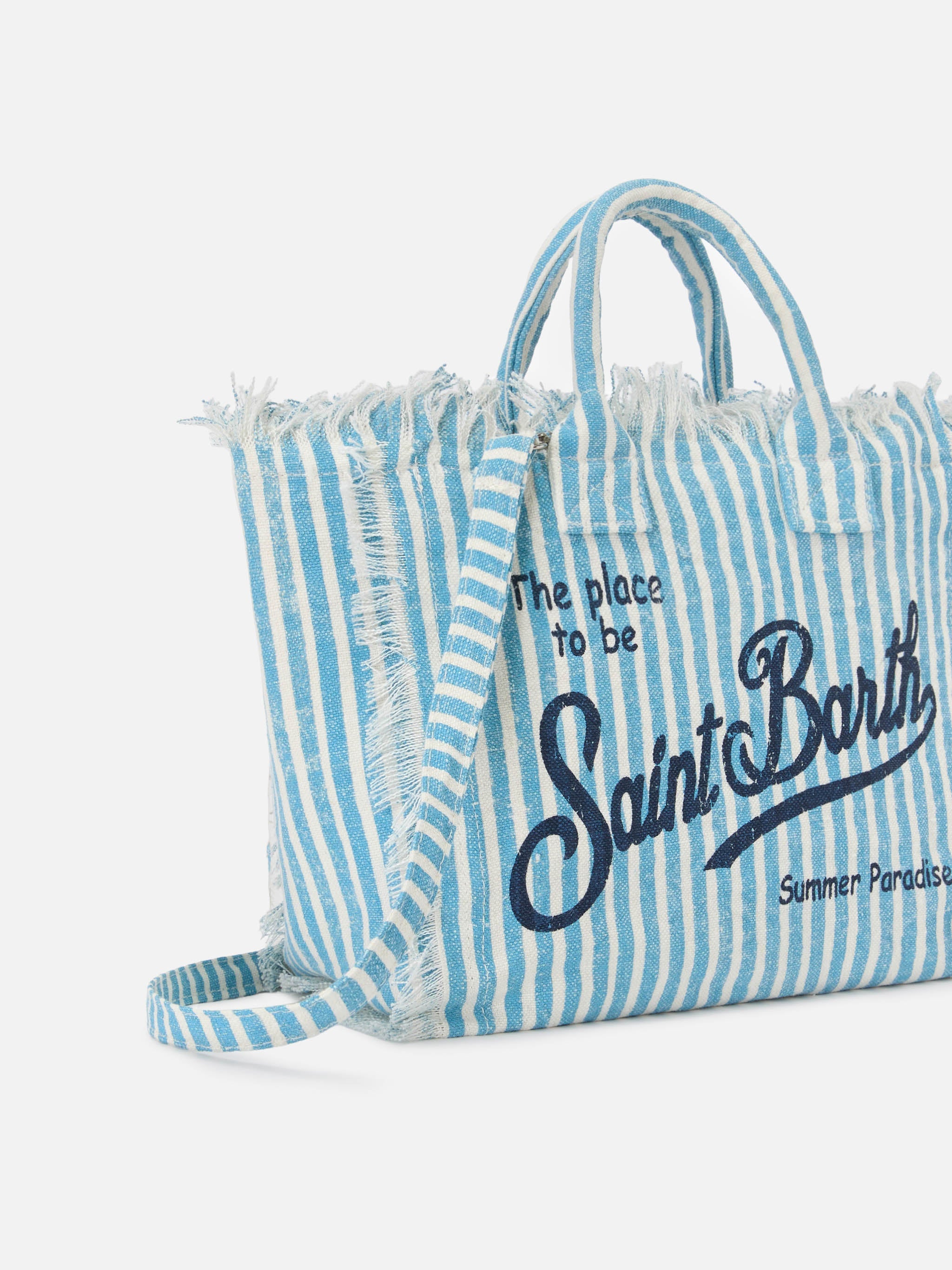 Colette Linen Striped Bag Light Blue And White Sky
