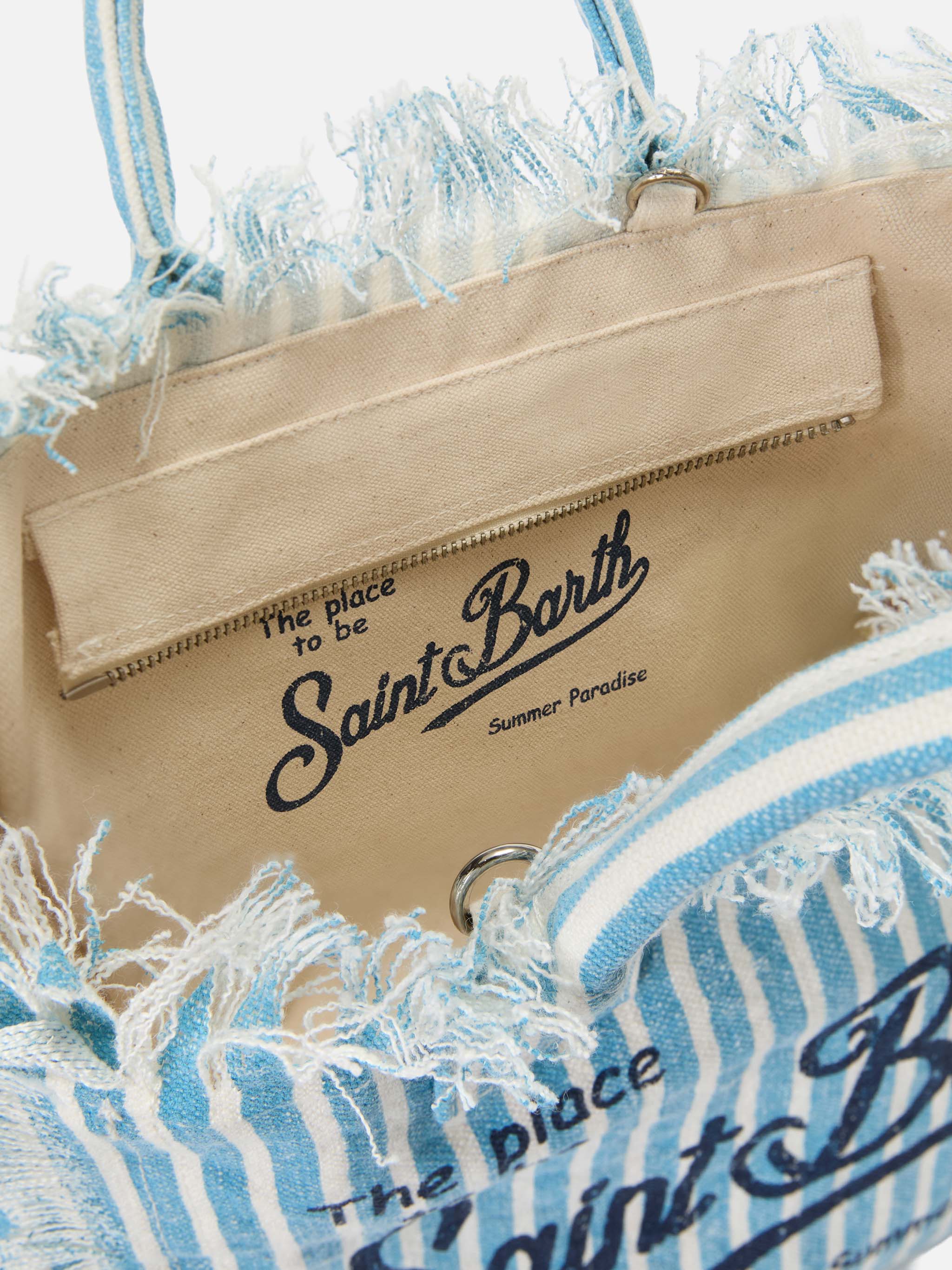 Colette Linen Striped Bag Light Blue And White Sky