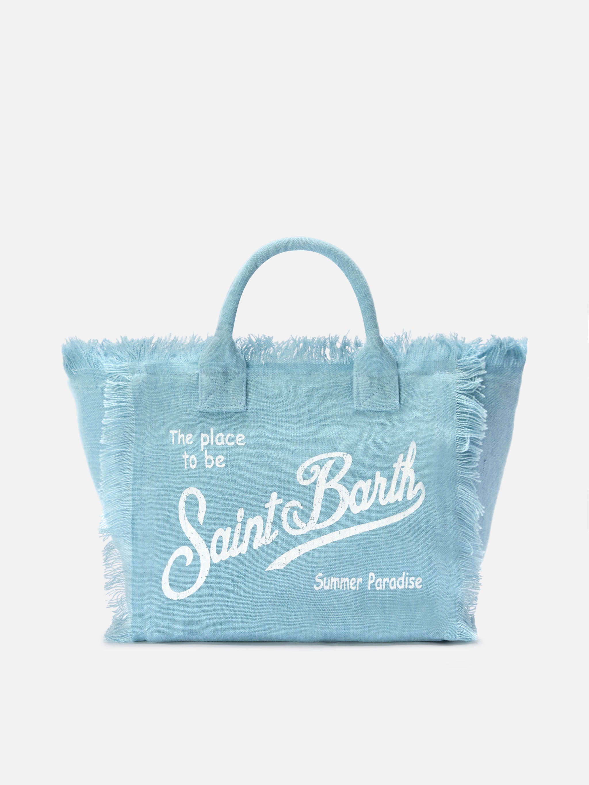 Light Blue Solid Linen Colette Bag