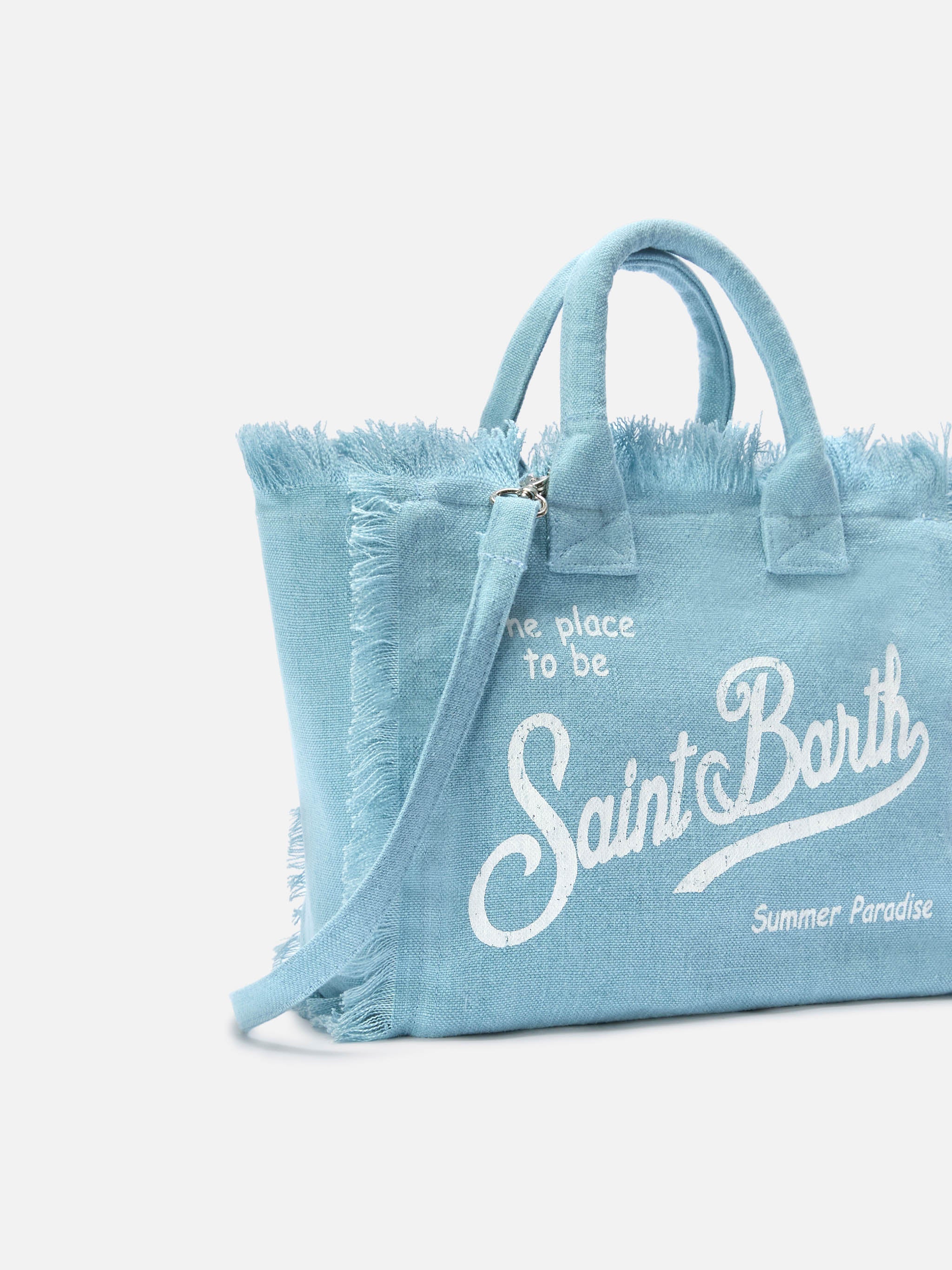 Light Blue Solid Linen Colette Bag