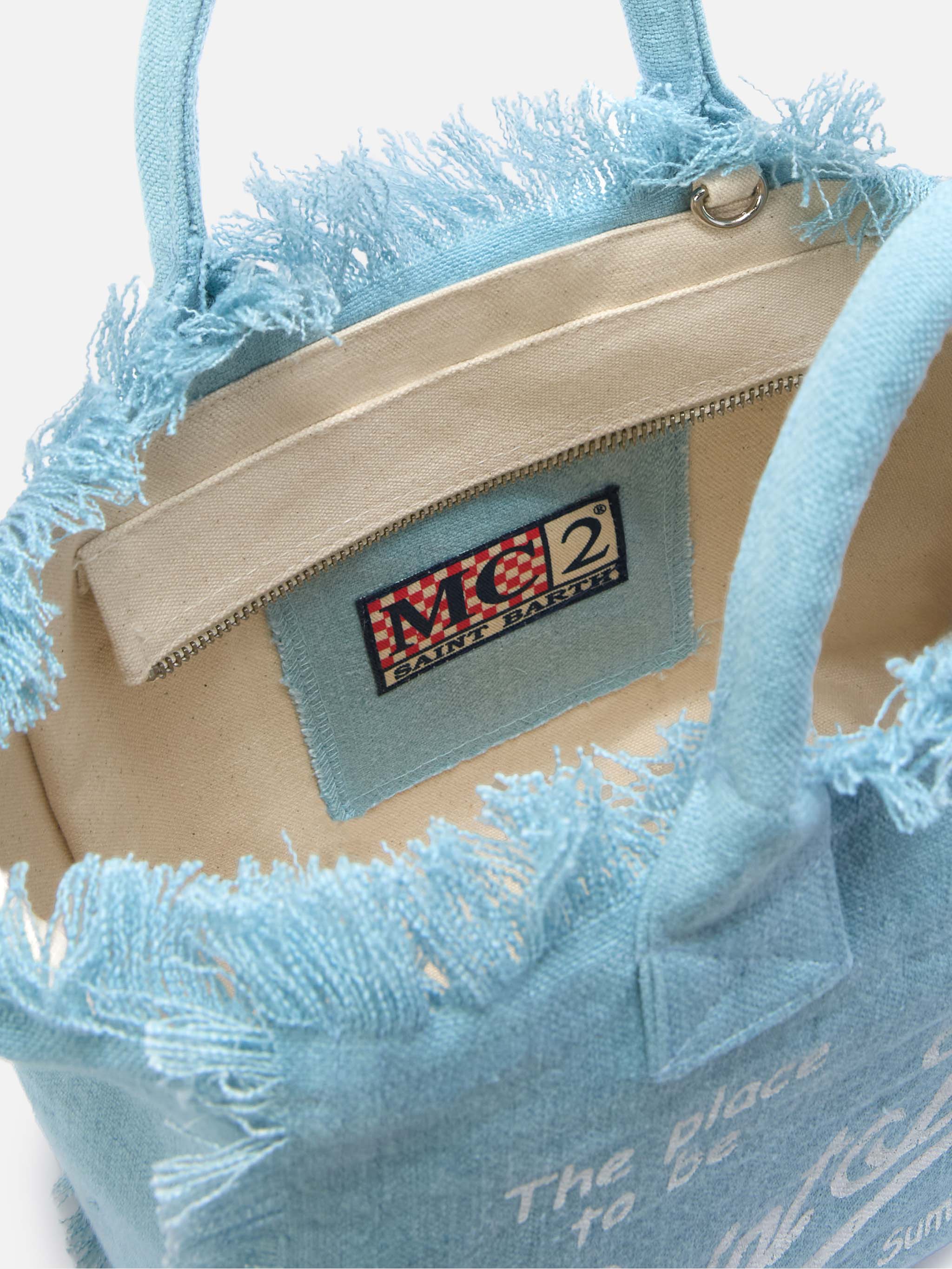 Light Blue Solid Linen Colette Bag