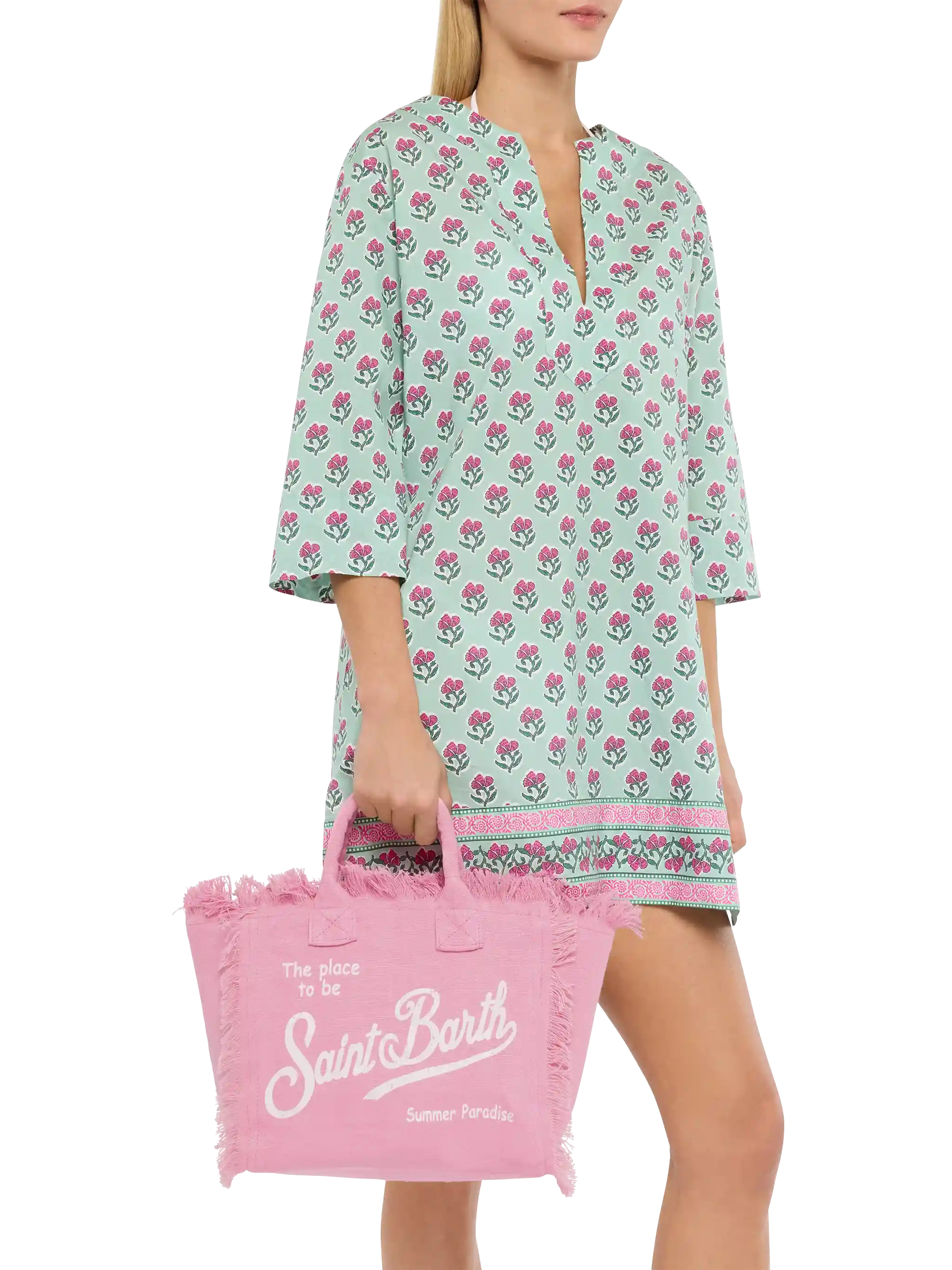 Pink Solid Linen Colette Bag