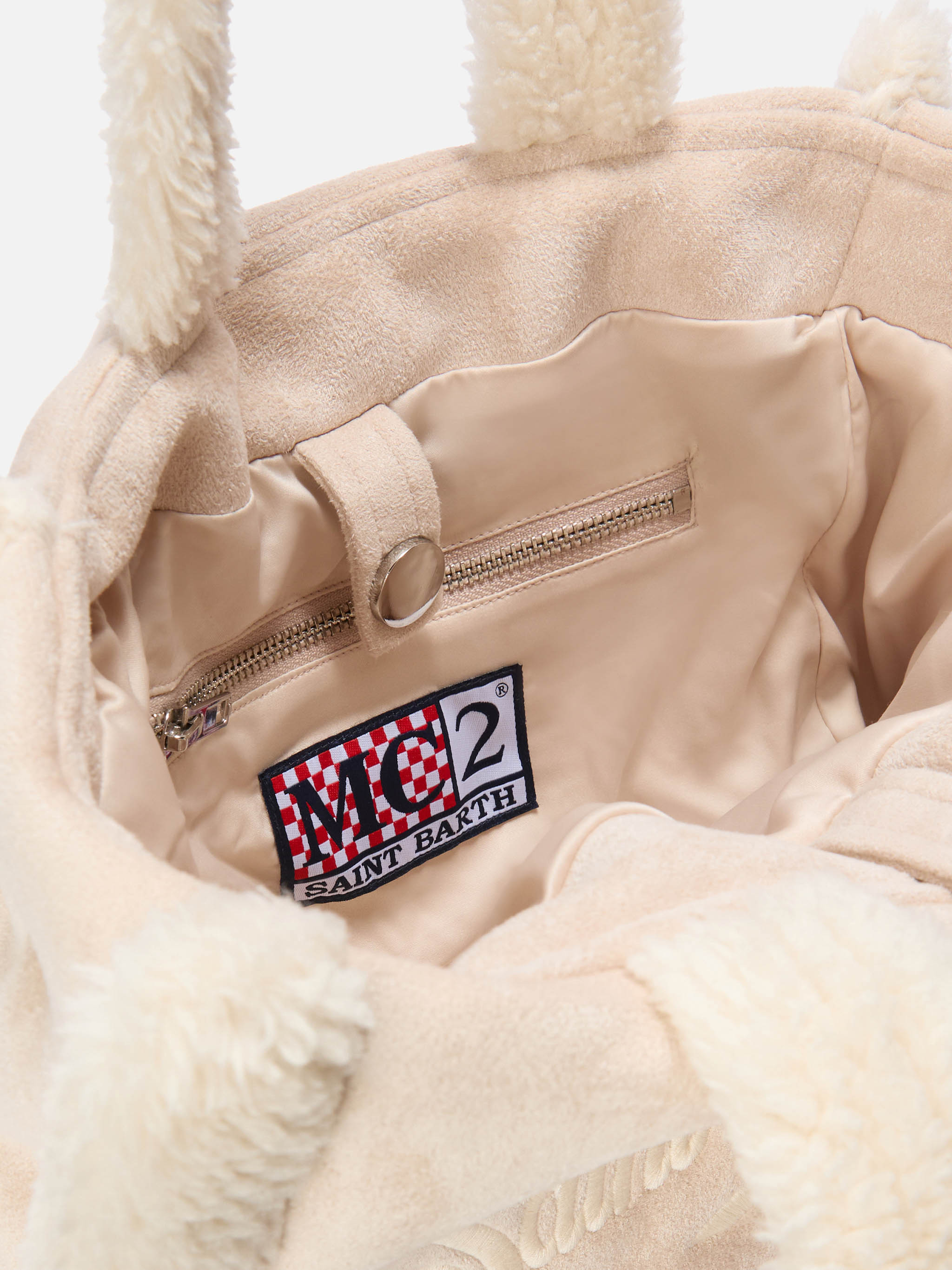 Colette Shearling Handbag Faux Suede Ice With Details Brown Bag