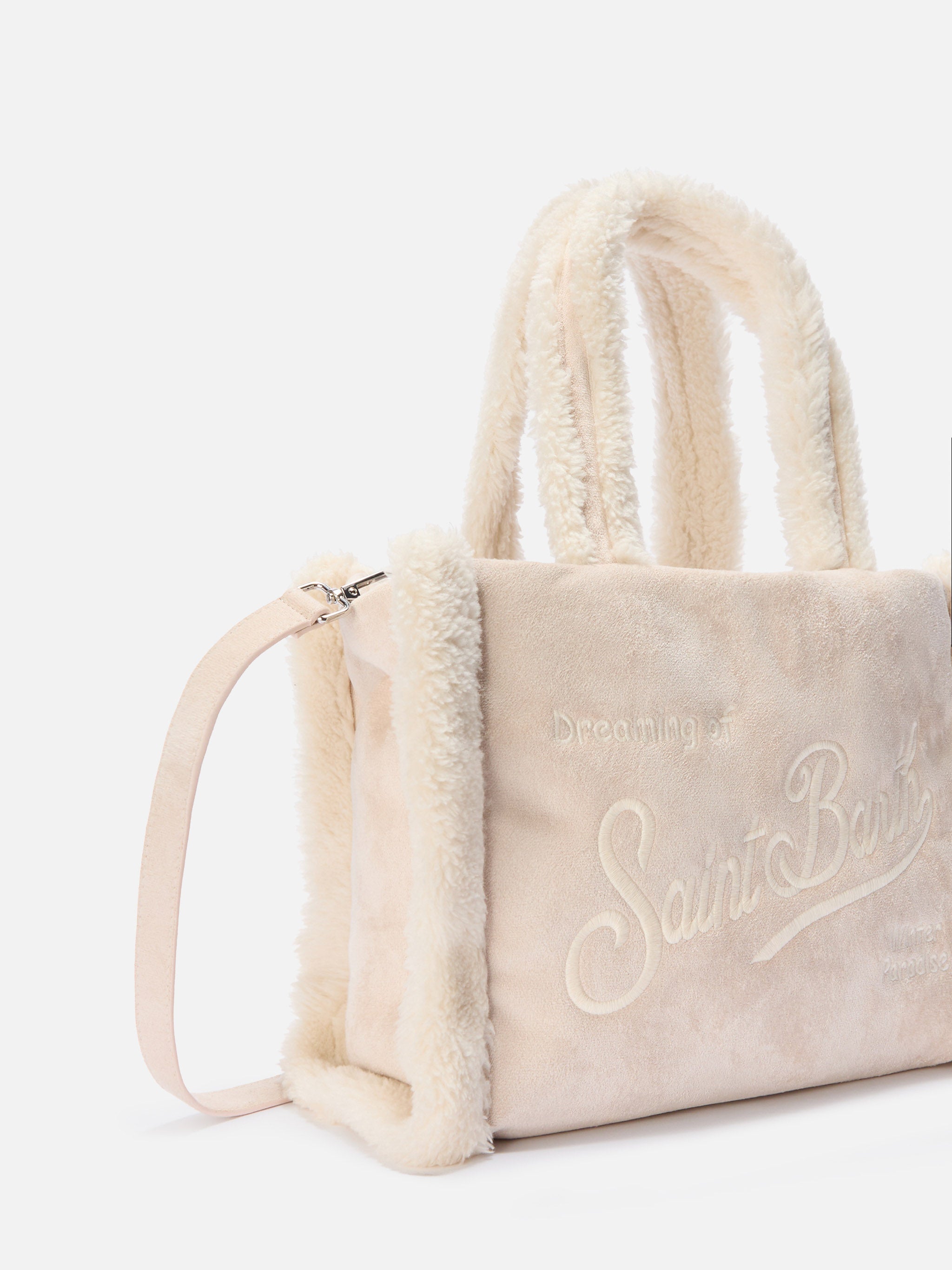 Colette Shearling Handbag Faux Suede Ice With Details Brown Bag