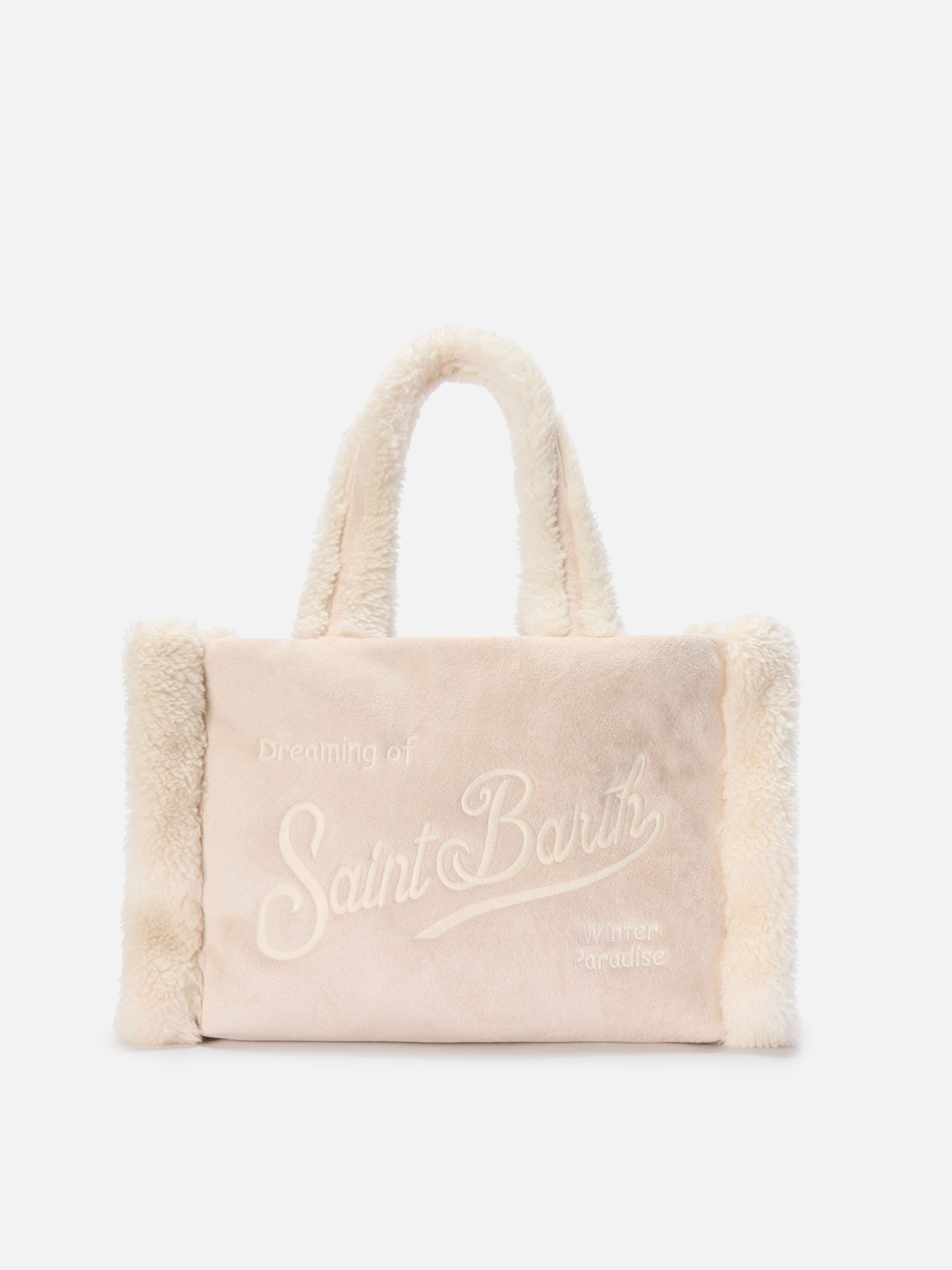 Colette Shearling Handbag Faux Suede Ice With Details Brown Bag