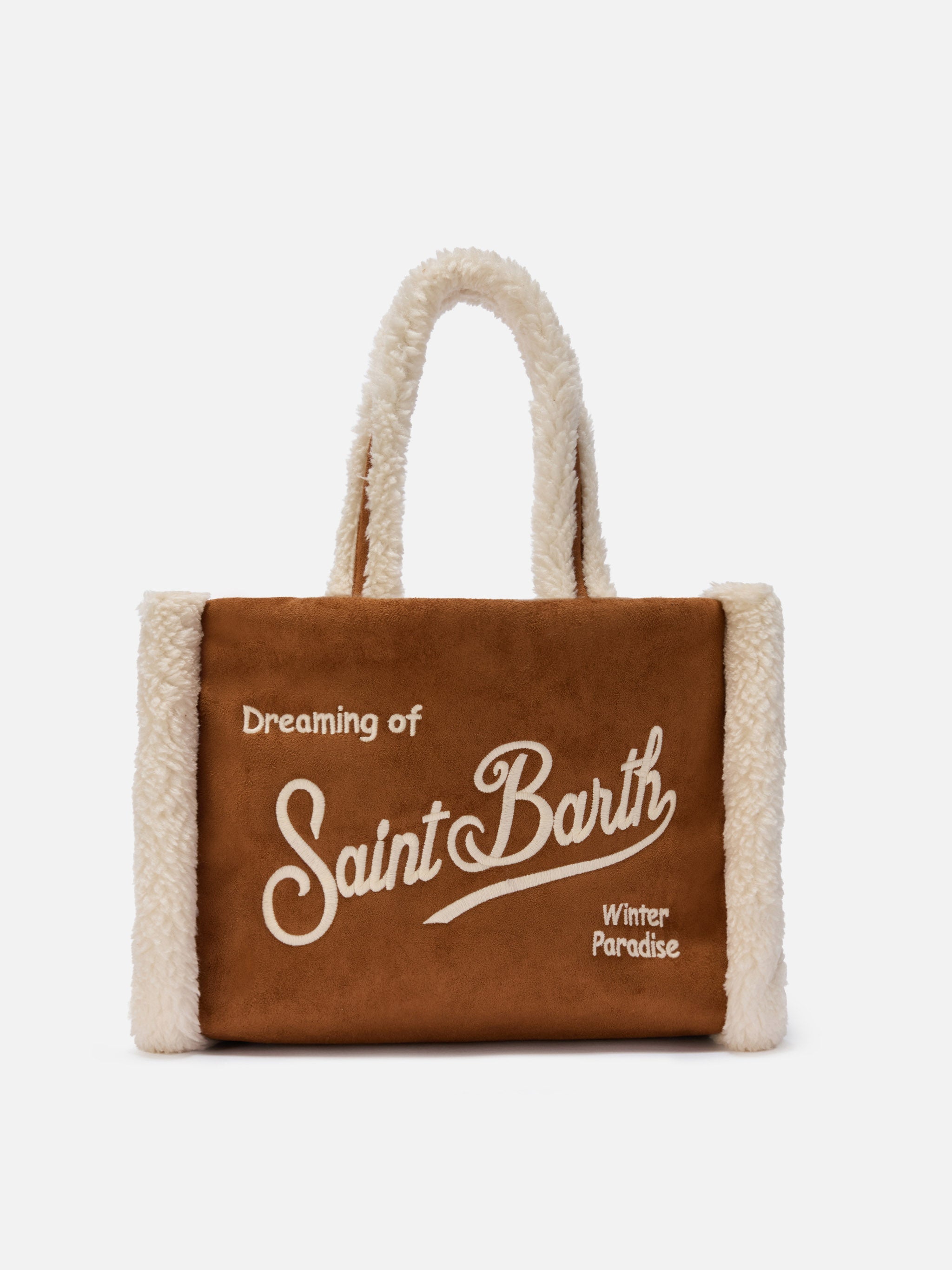 Colette Shearling Handbag Faux Suede Camel With Details Brown Bag