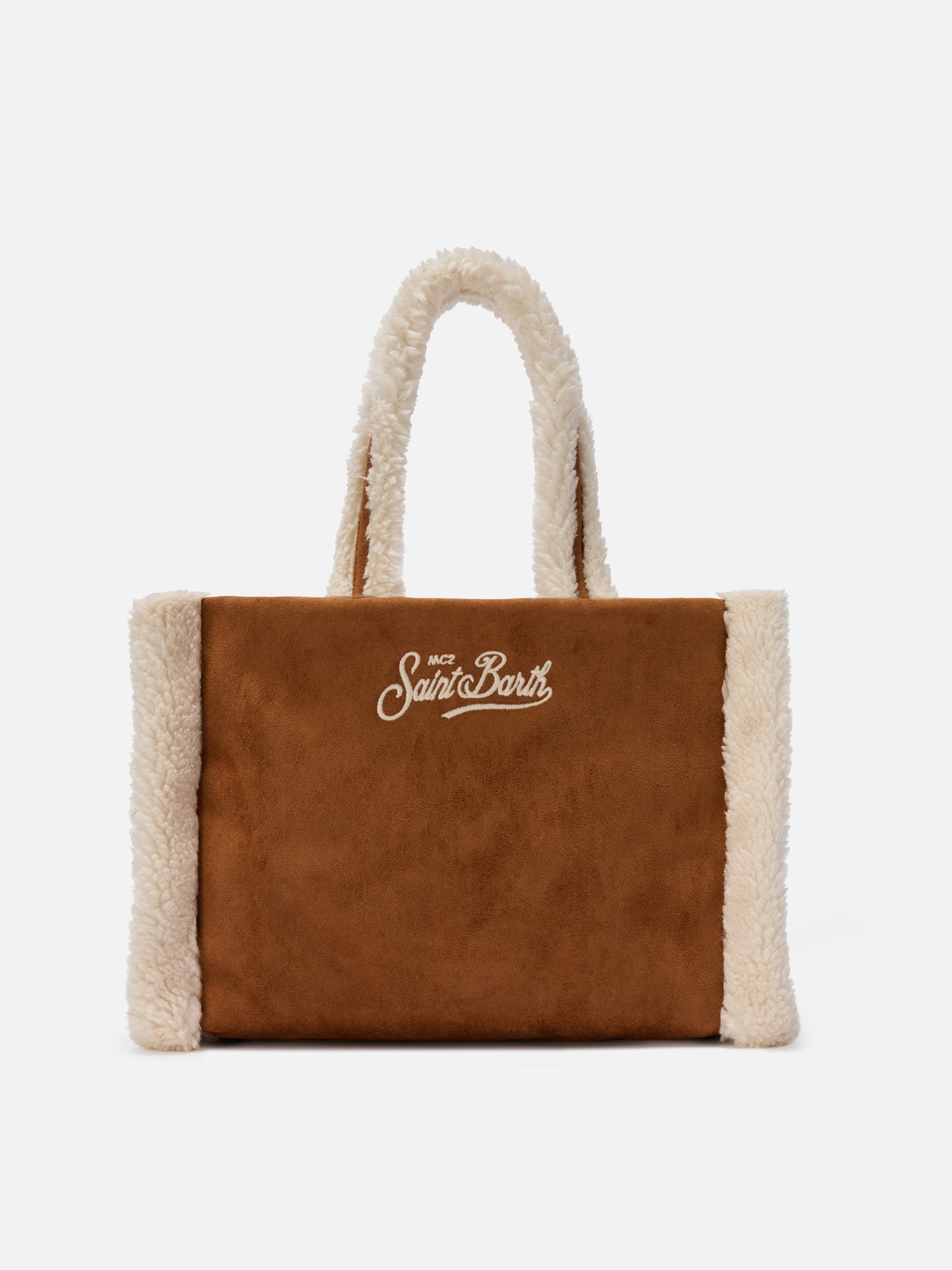 Colette Shearling Handbag Faux Suede Camel With Details Brown Bag