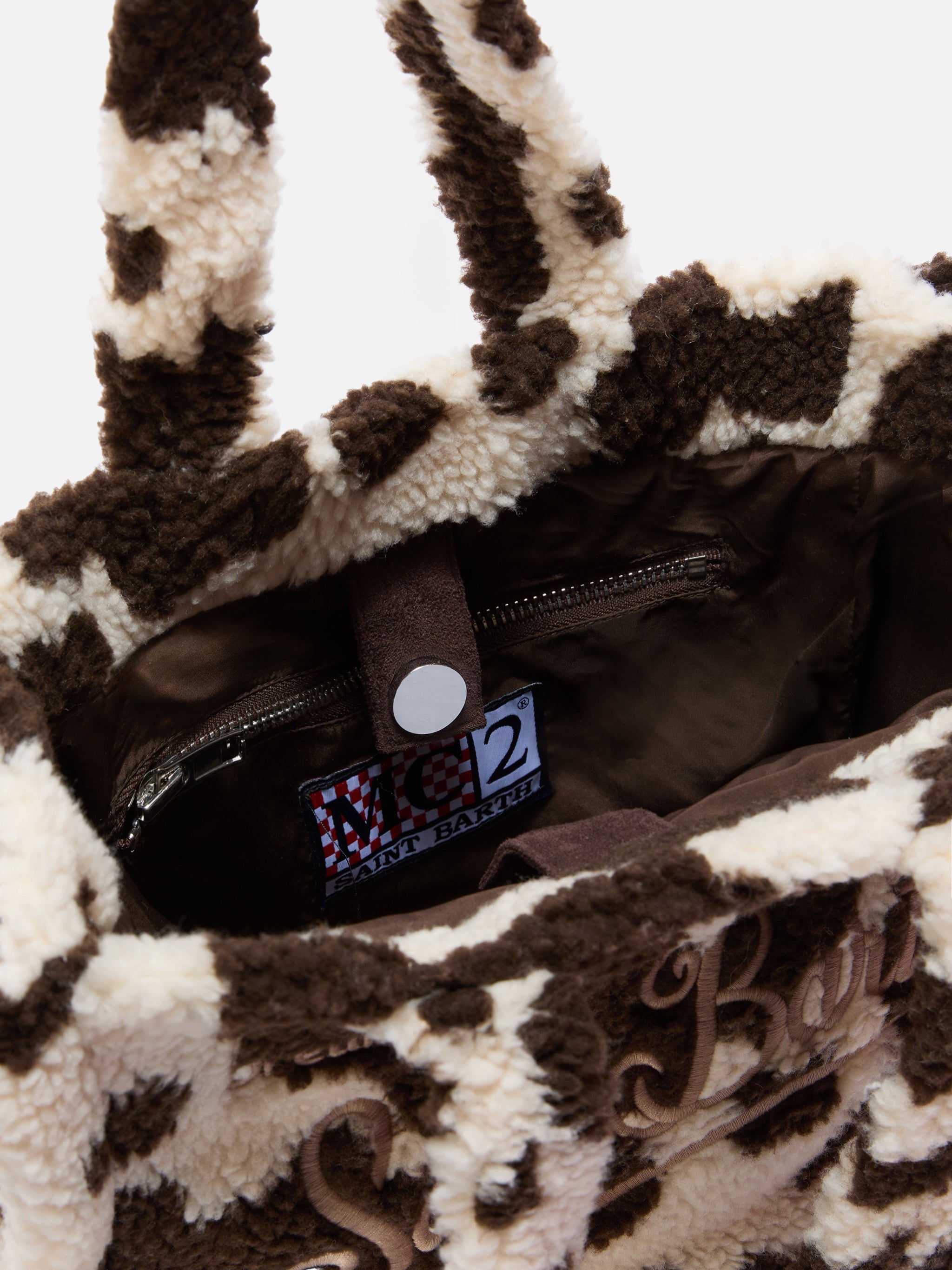 Colette Teddy Handbag In Cow-Print Sherpa __single__ Bag