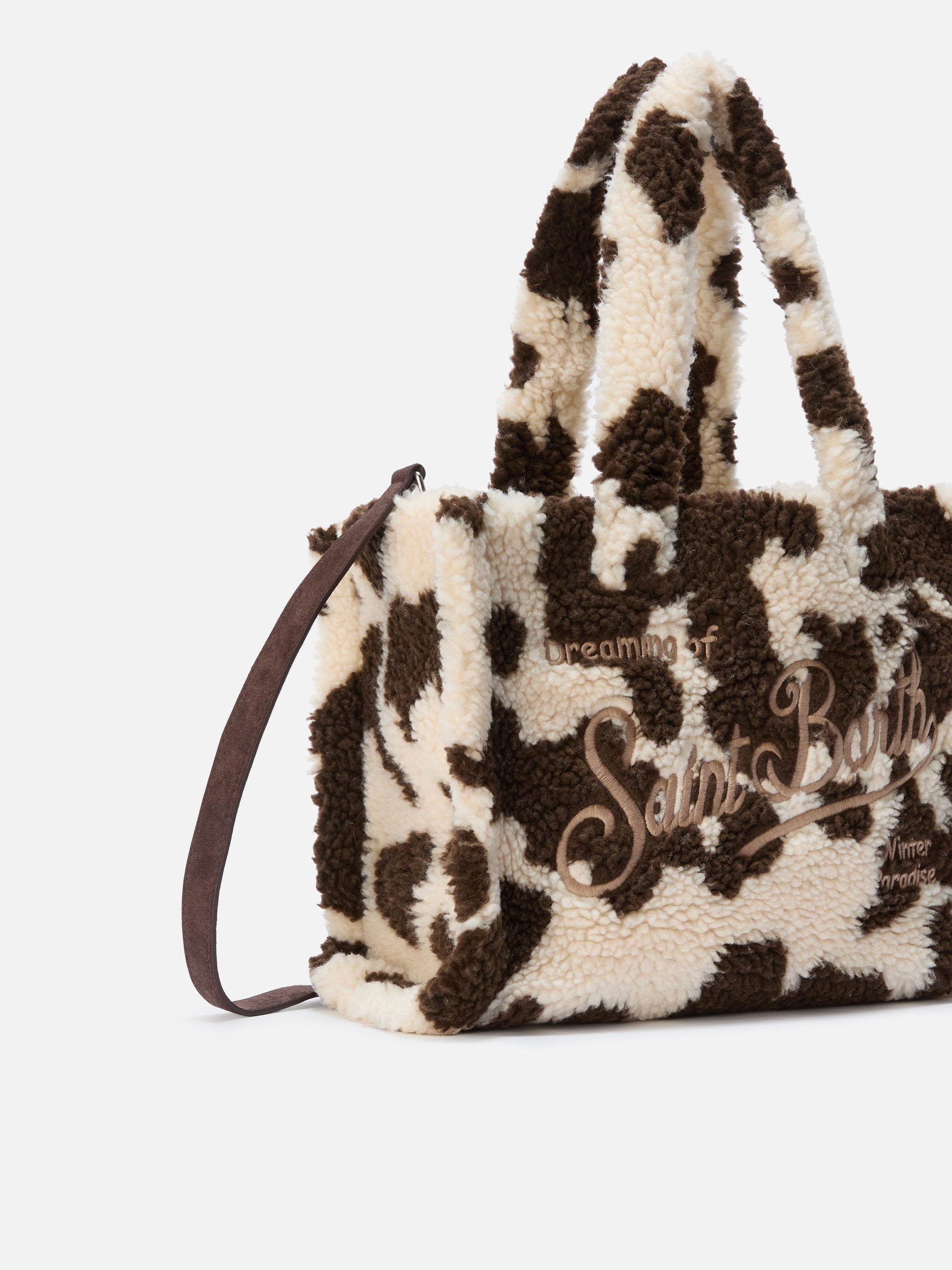 Colette Teddy Handbag In Cow-Print Sherpa __single__ Bag