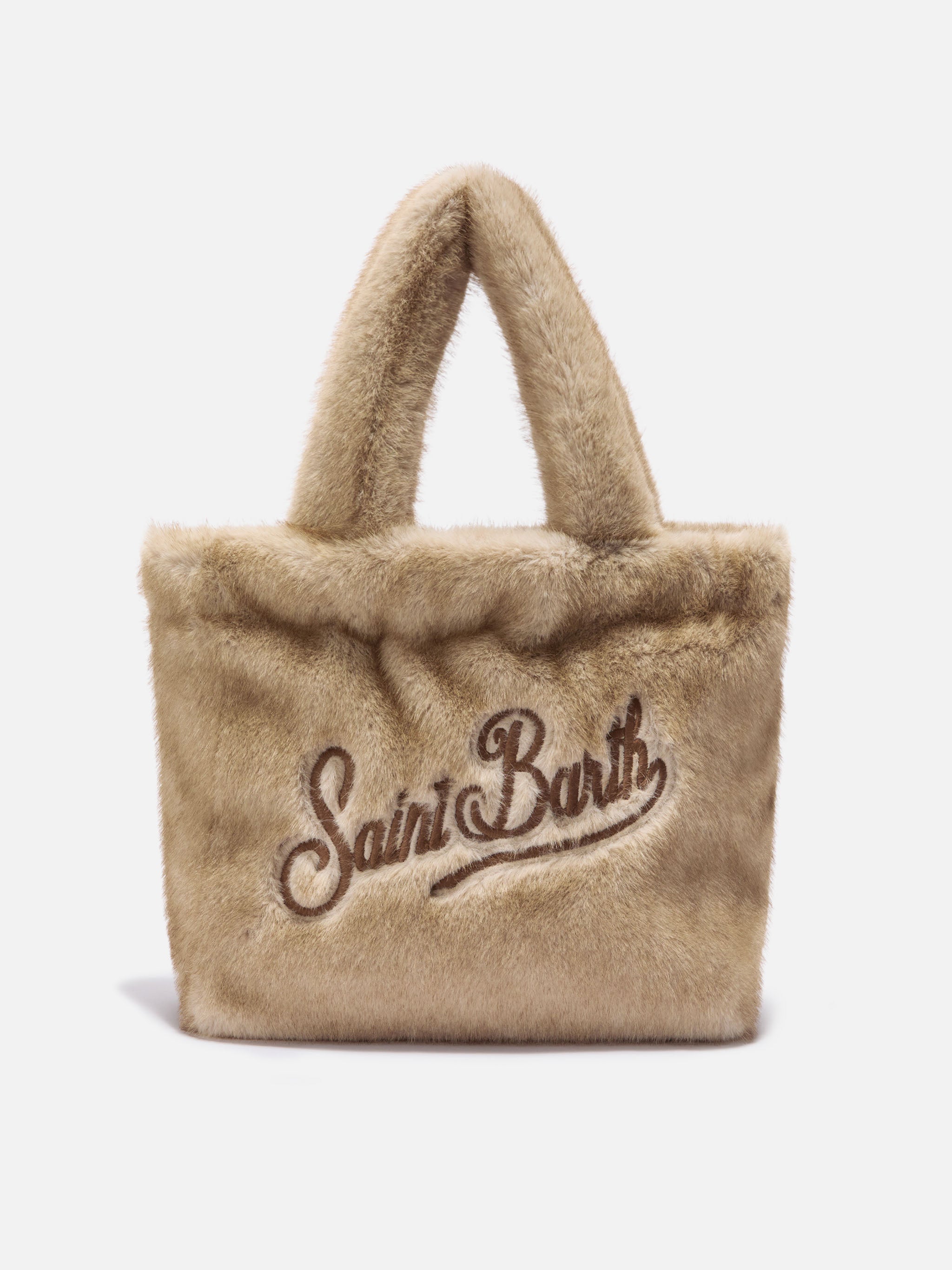 Colette Soft Handbag Beige Faux Fur Brown Bag