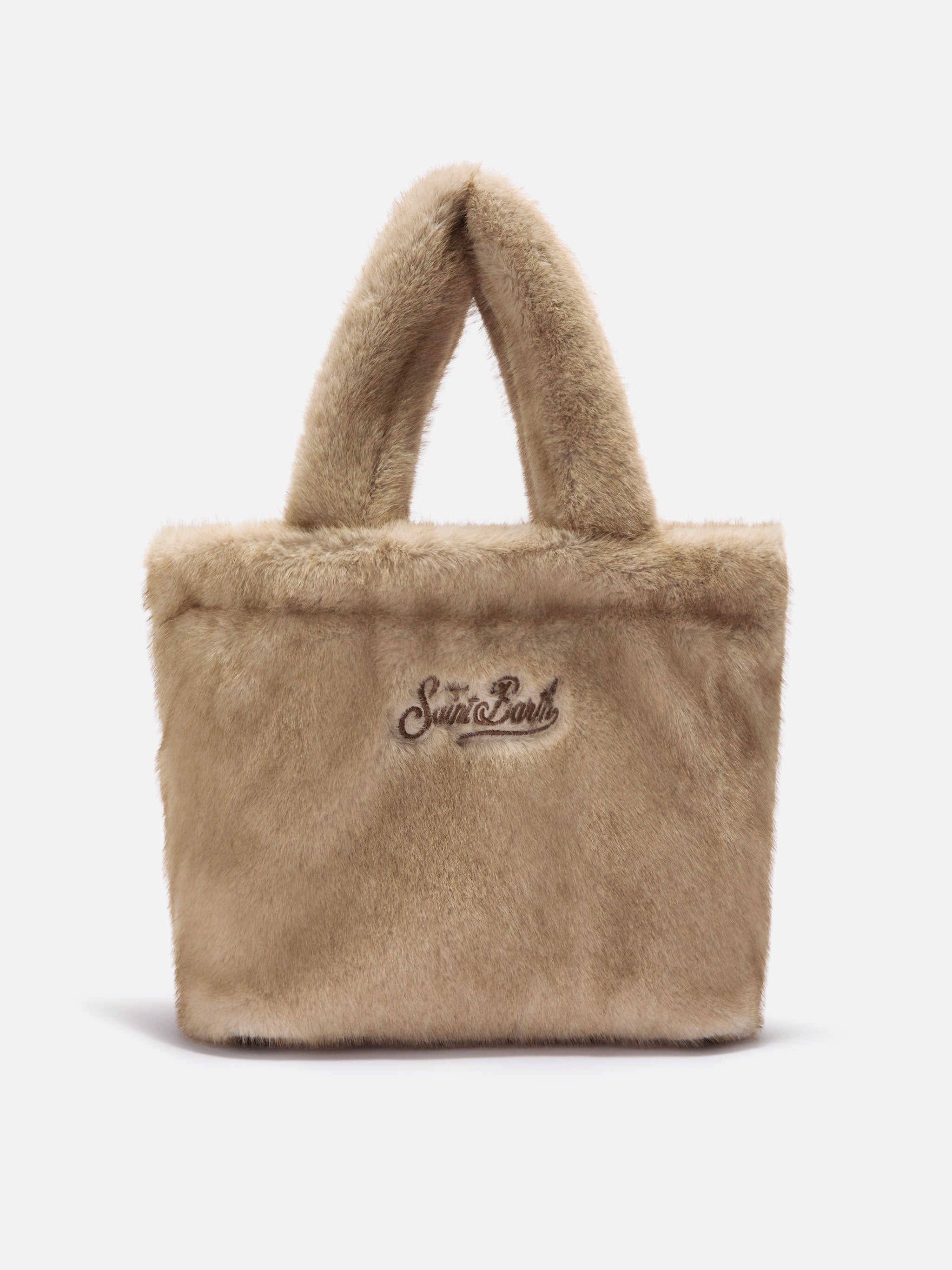 Colette Soft Handbag Beige Faux Fur Brown Bag