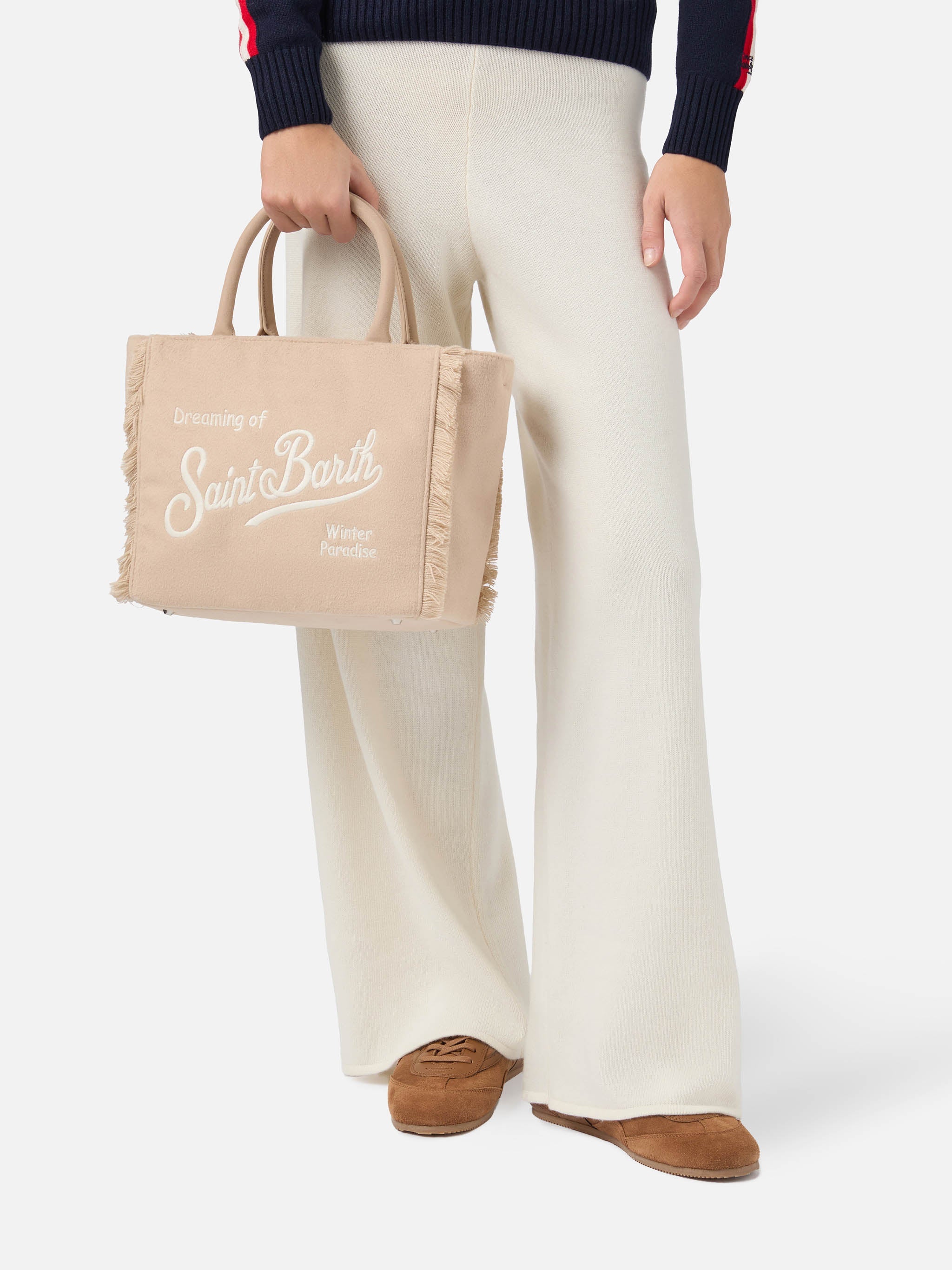 Colette Felt Handbag Beige Wool Blend Brown Bag