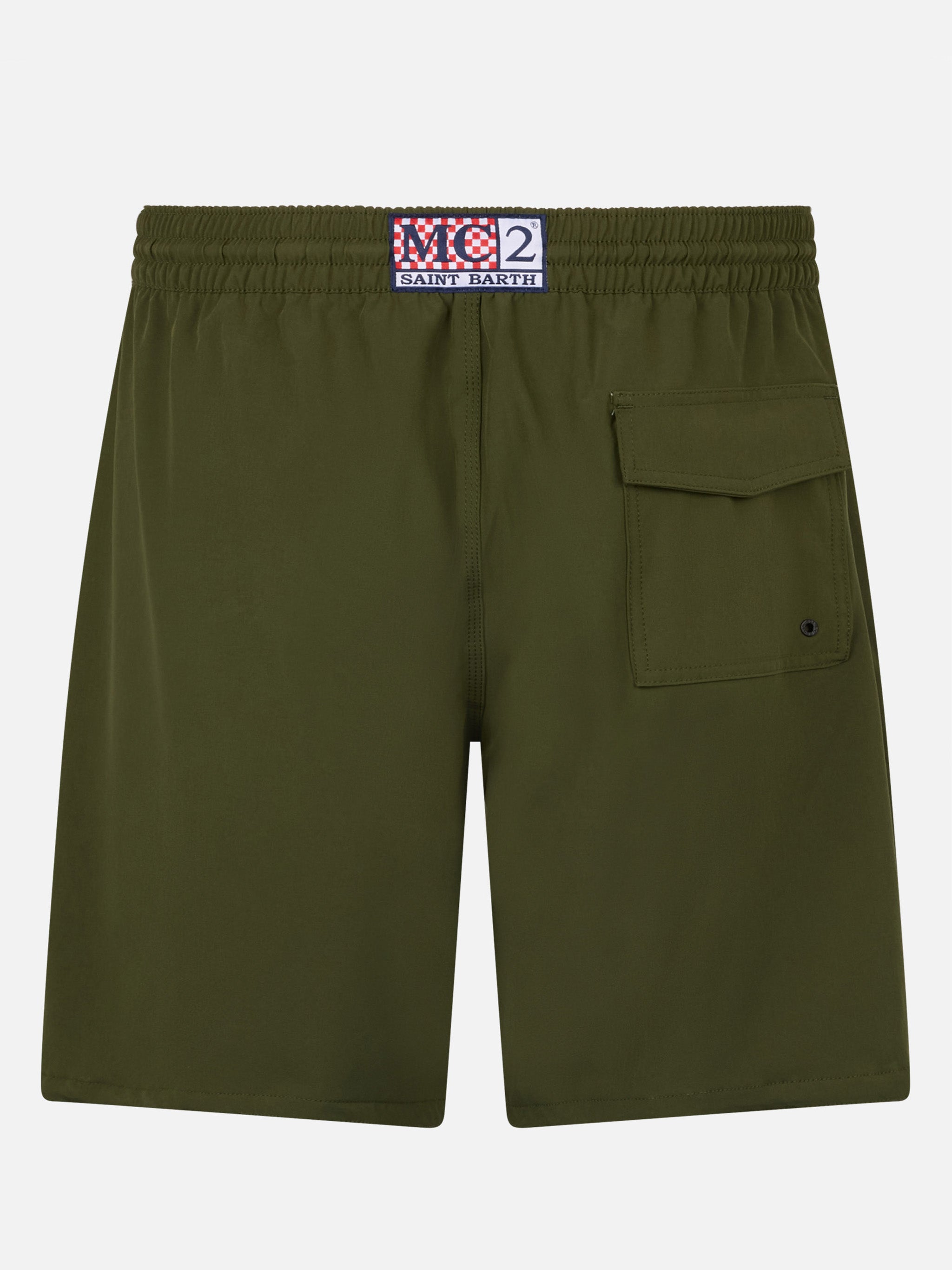 Military Green Long Stretch Comfort Surf Swim Shorts Swimshort