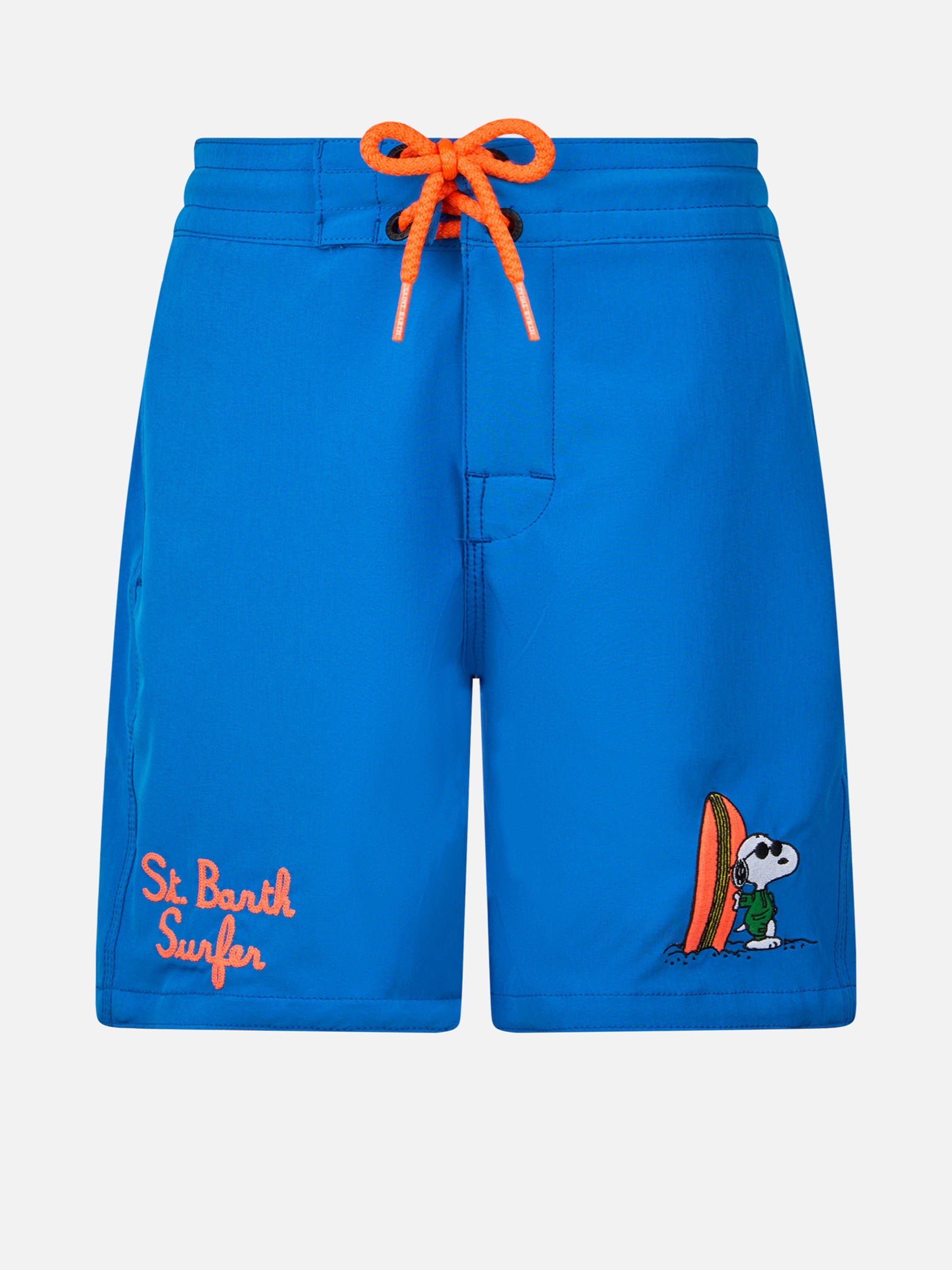 Boy Comfort Surf Jr Swim Shorts With Snoopy Placed Print Sky Swimshort