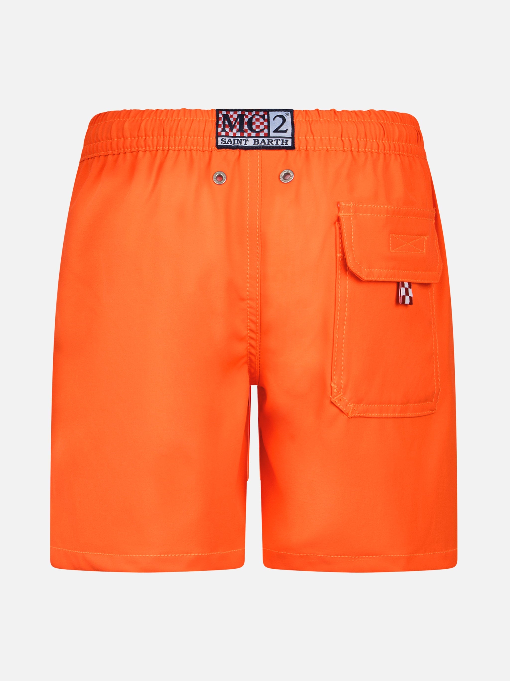 Boy Comfort Swim Shorts With Stai Calmo Lo Dici Al Mare Embroidery Fluo Swimshort