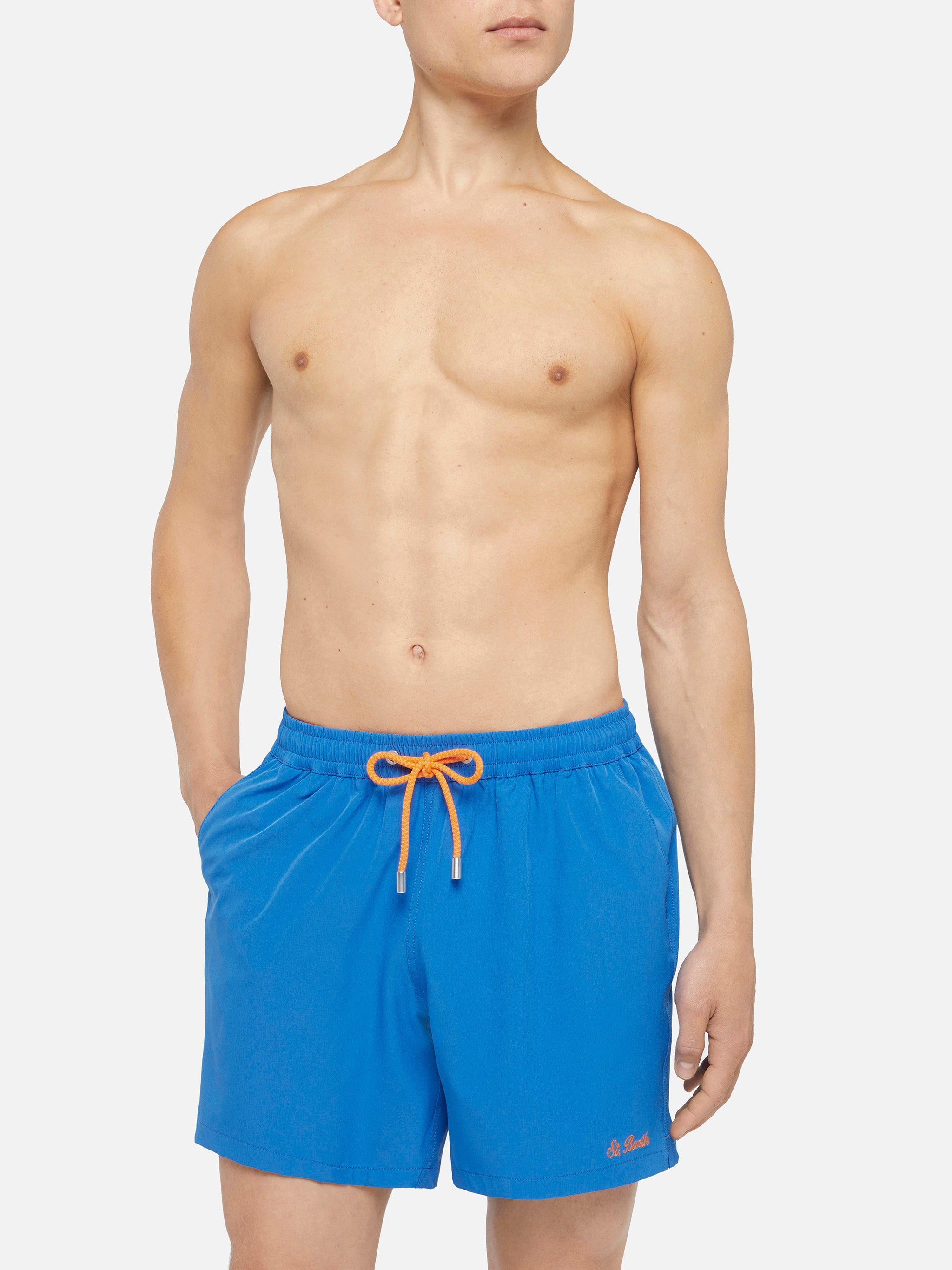 Bluette Comfort Swim Shorts With St. Barth Embroidery Blue Swimshort