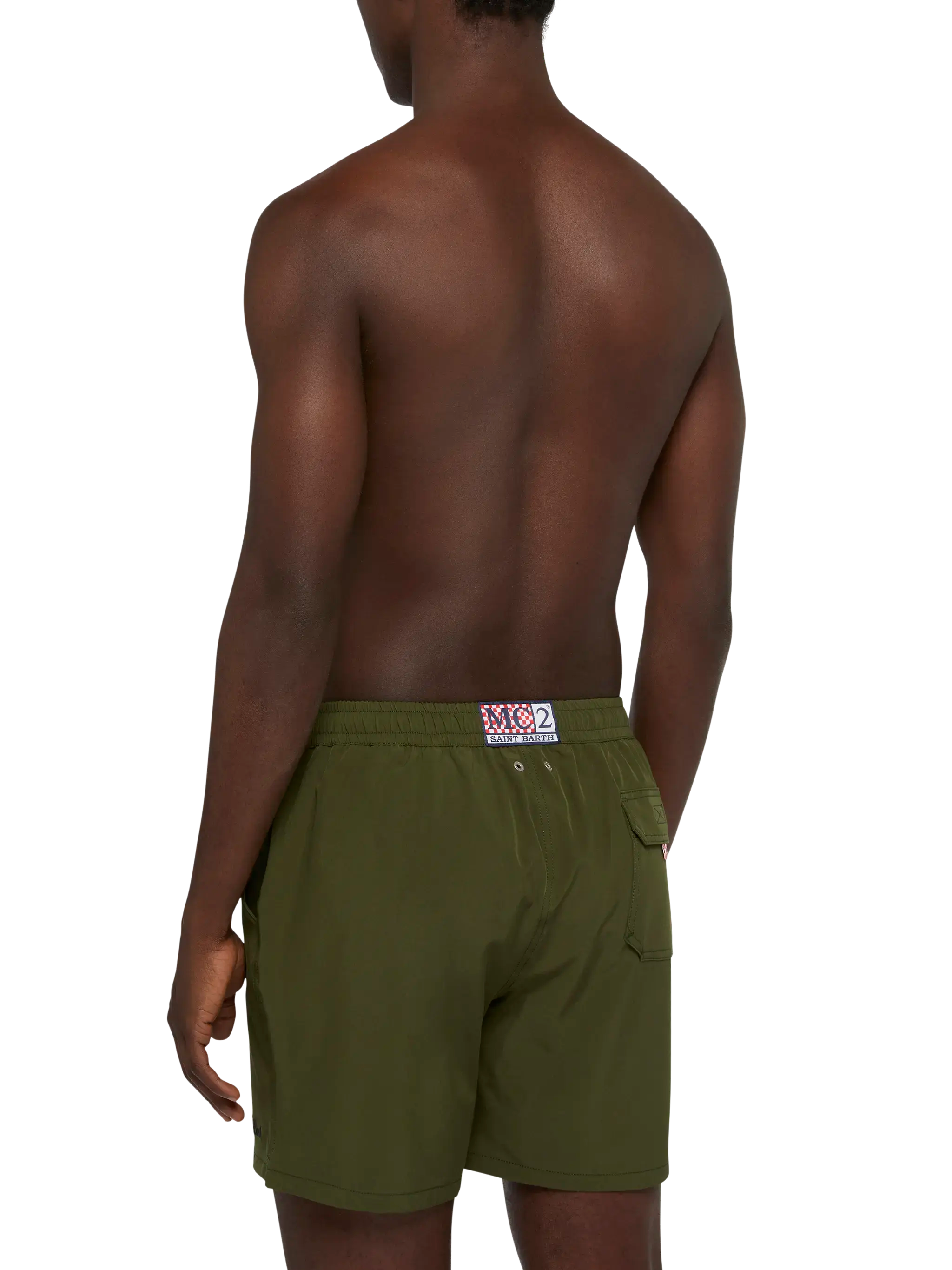 Military Green Comfort Swim Shorts With St. Barth Embroidery Swimshort