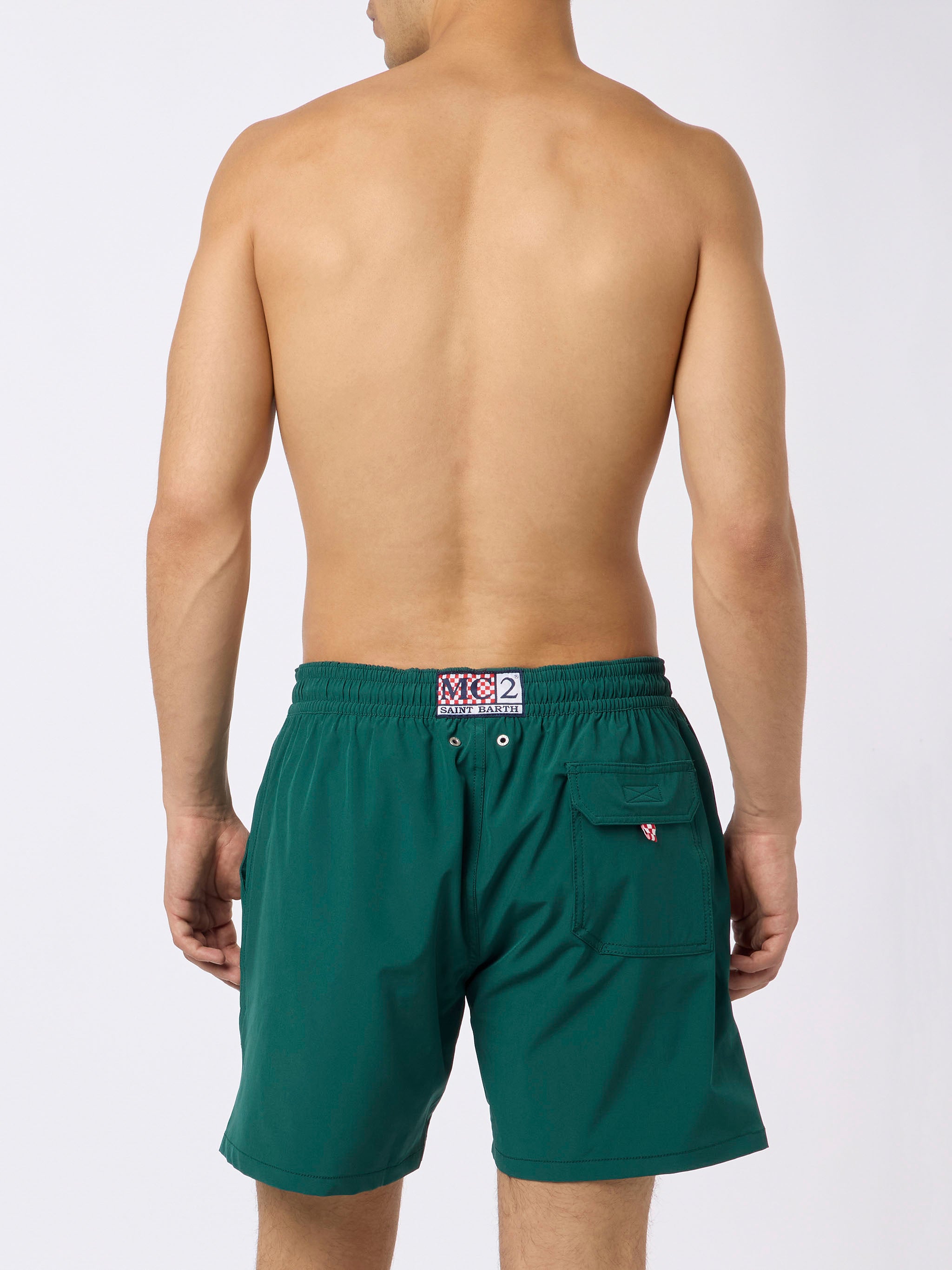 Classic Stretch Comfort Swim Shorts With Forte Dei Drammi Embroidery | Insulti Luminosi Special Edition Green Swimshort