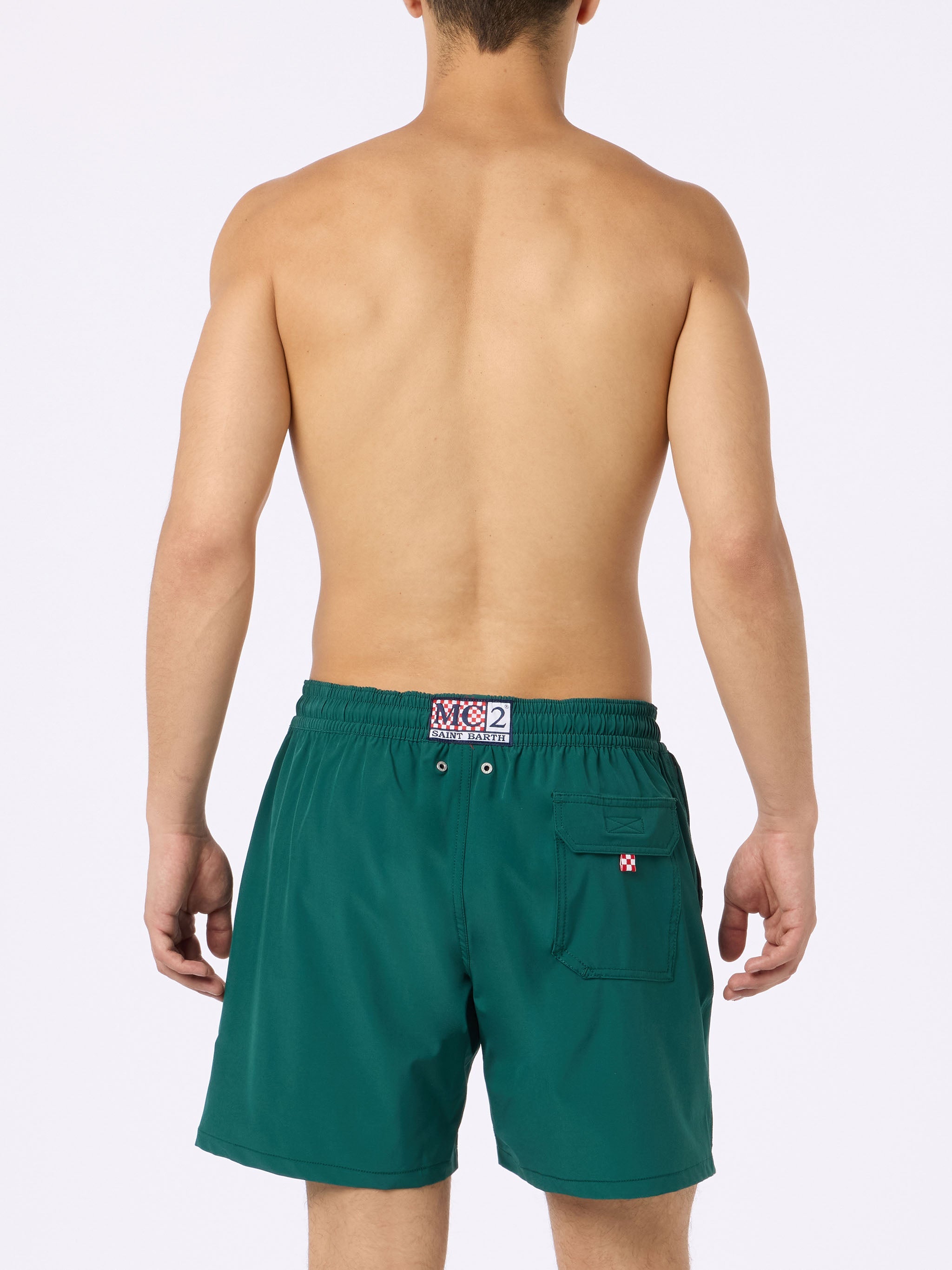 Classic Stretch Comfort Swim Shorts With Forte Dei Drammi Embroidery | Insulti Luminosi Special Edition Green Swimshort