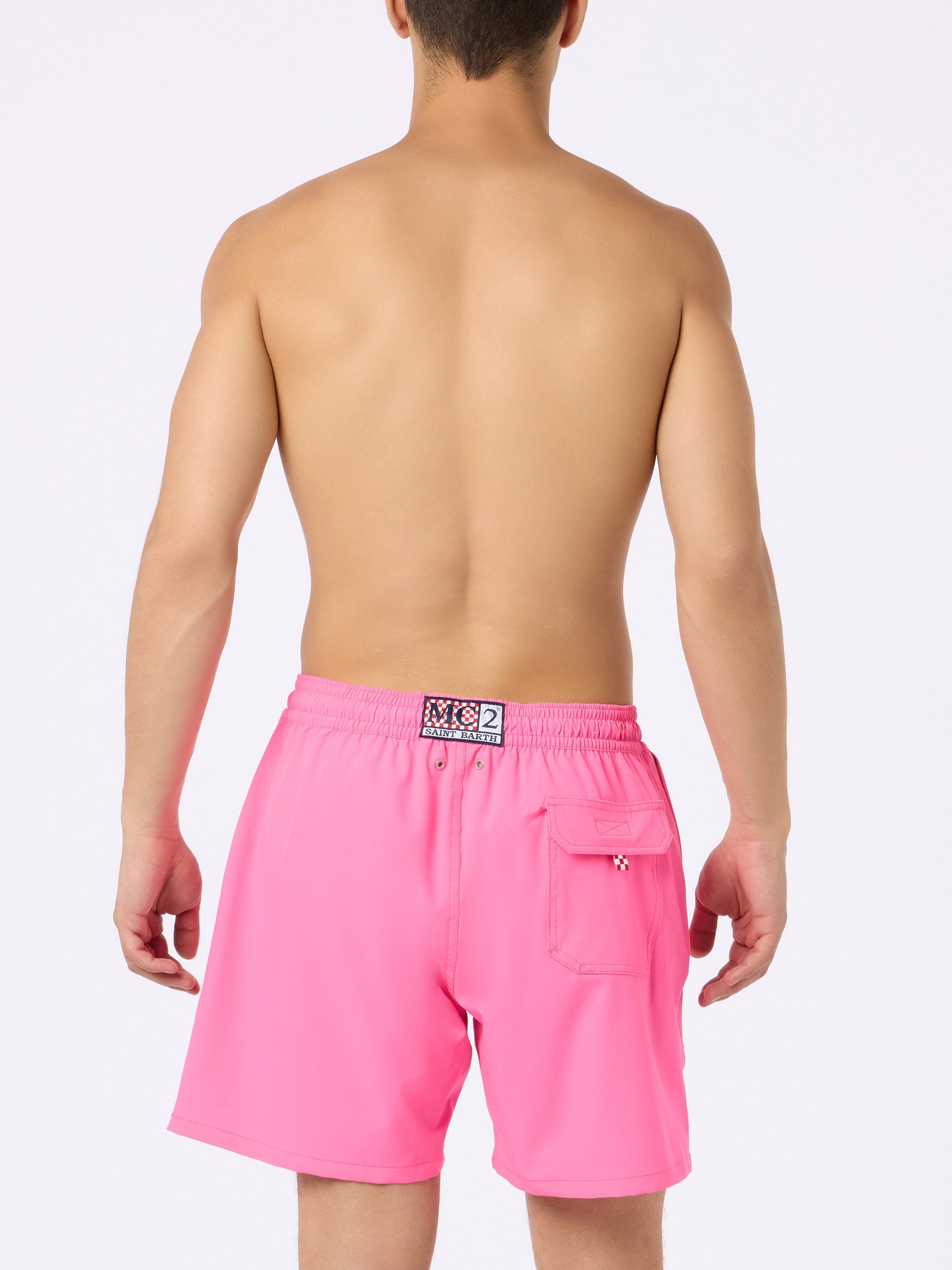 Classic Stretch Comfort Swim Shorts With Mi Girano Le Palline Embroidery | Insulti Luminosi Special Edition Pink Swimshort