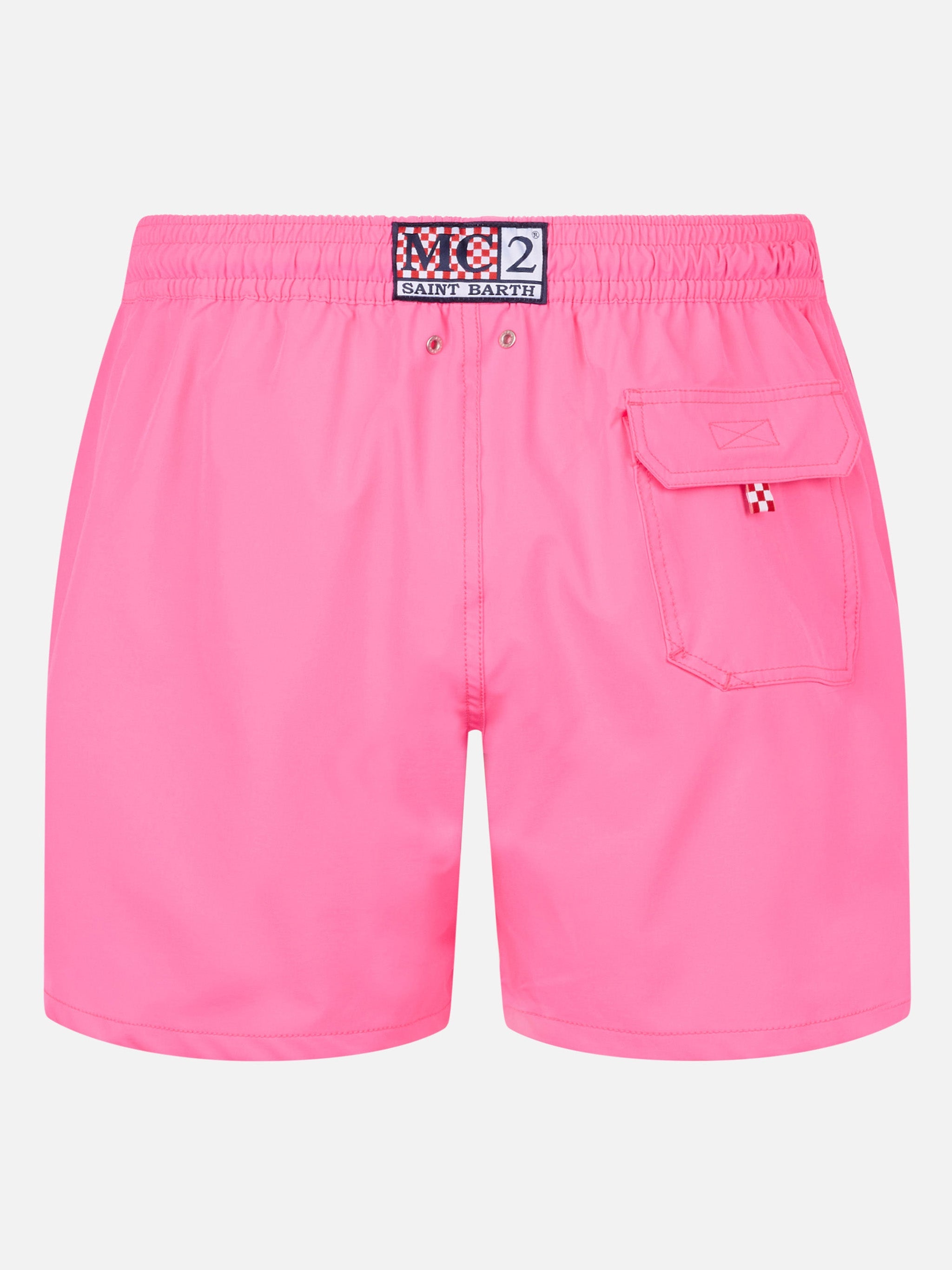 Classic Stretch Comfort Swim Shorts With Mi Girano Le Palline Embroidery | Insulti Luminosi Special Edition Pink Swimshort
