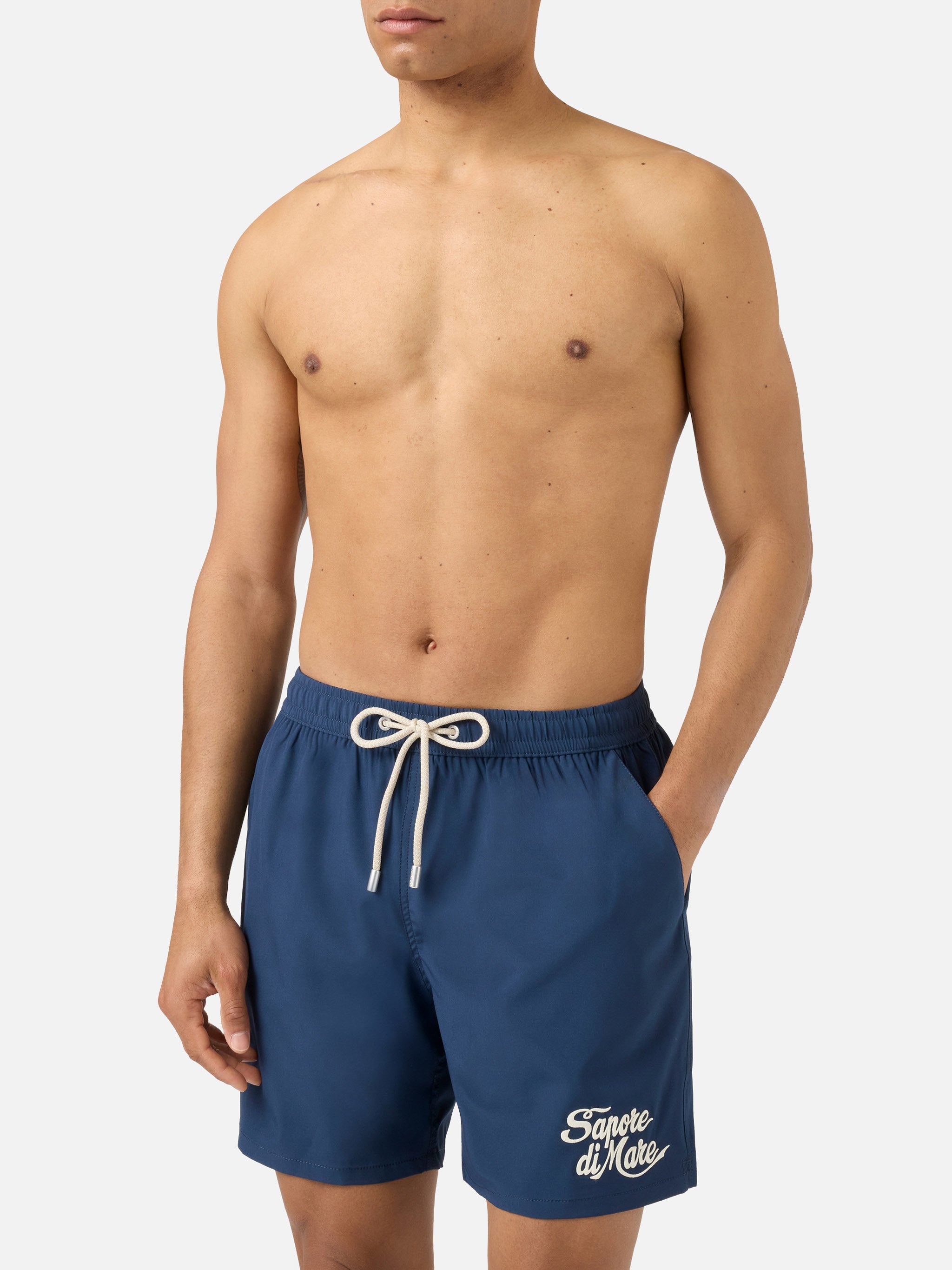 Comfort Swim Shorts Blue With Sapore Di Mare Embroidery | Special Edition Swimshort