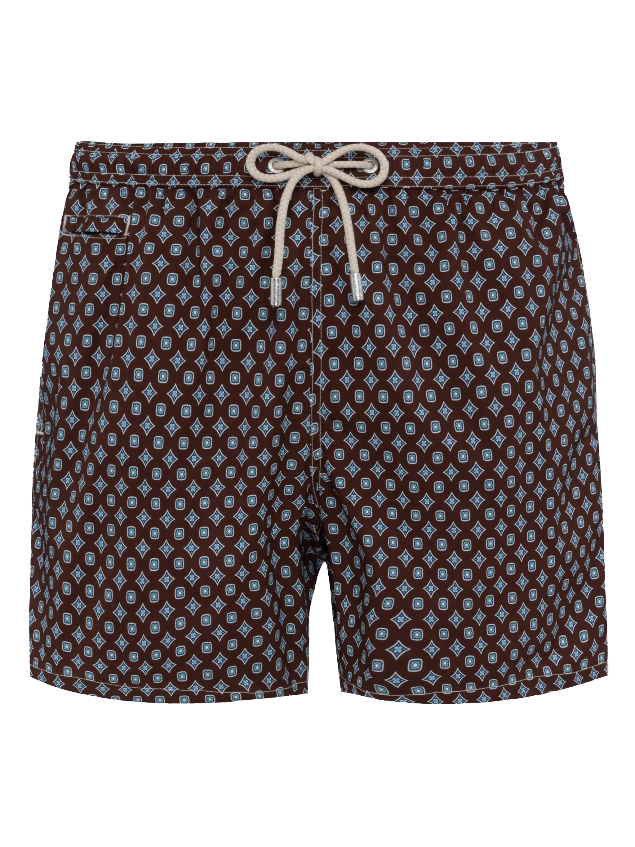 Comfort Light Swim Shorts With Tie Print Brown Swimshort
