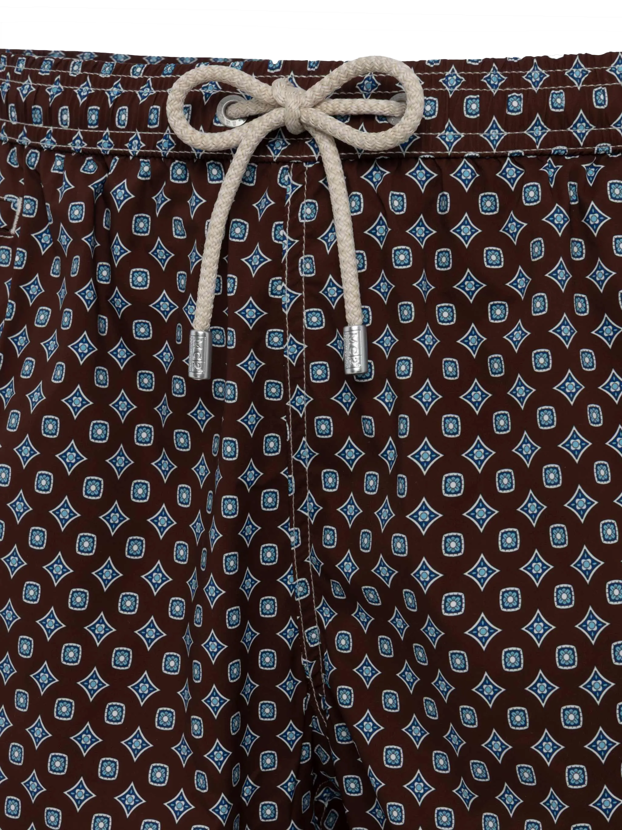 Comfort Light Swim Shorts With Tie Print Brown Swimshort
