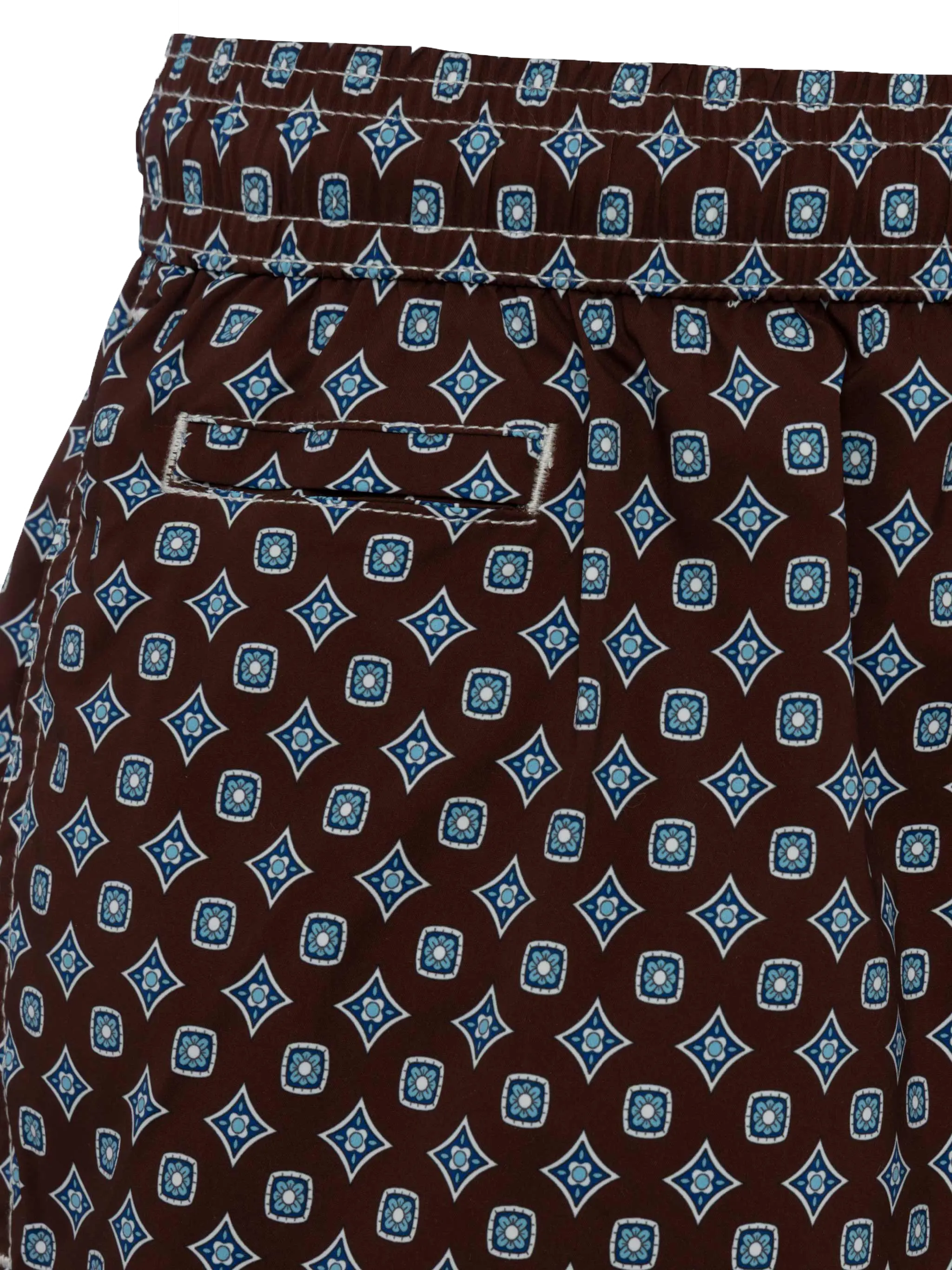 Comfort Light Swim Shorts With Tie Print Brown Swimshort