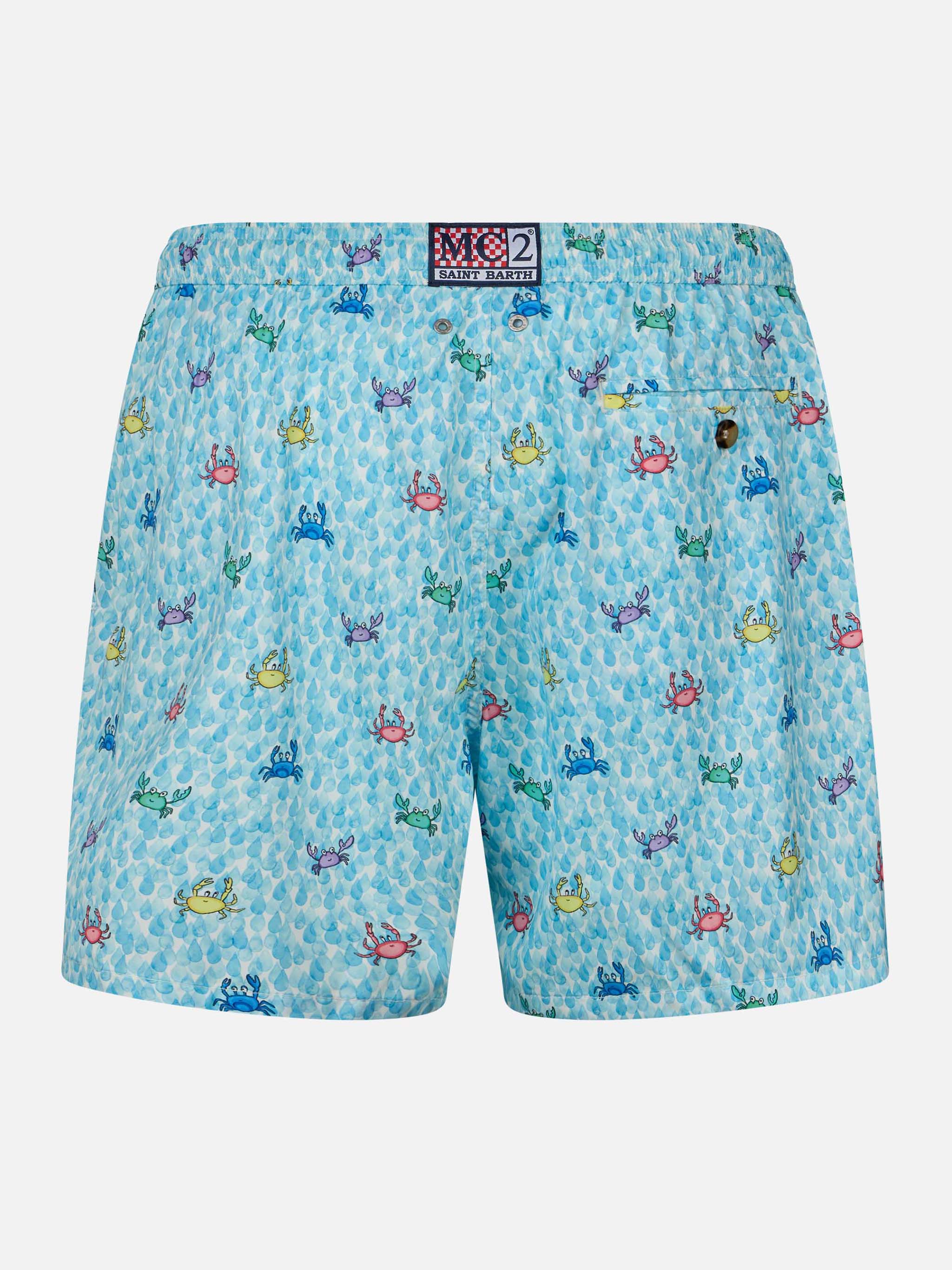 Comfort Light Classic Stretch Swim Shorts With Crabs Print White Swimshort