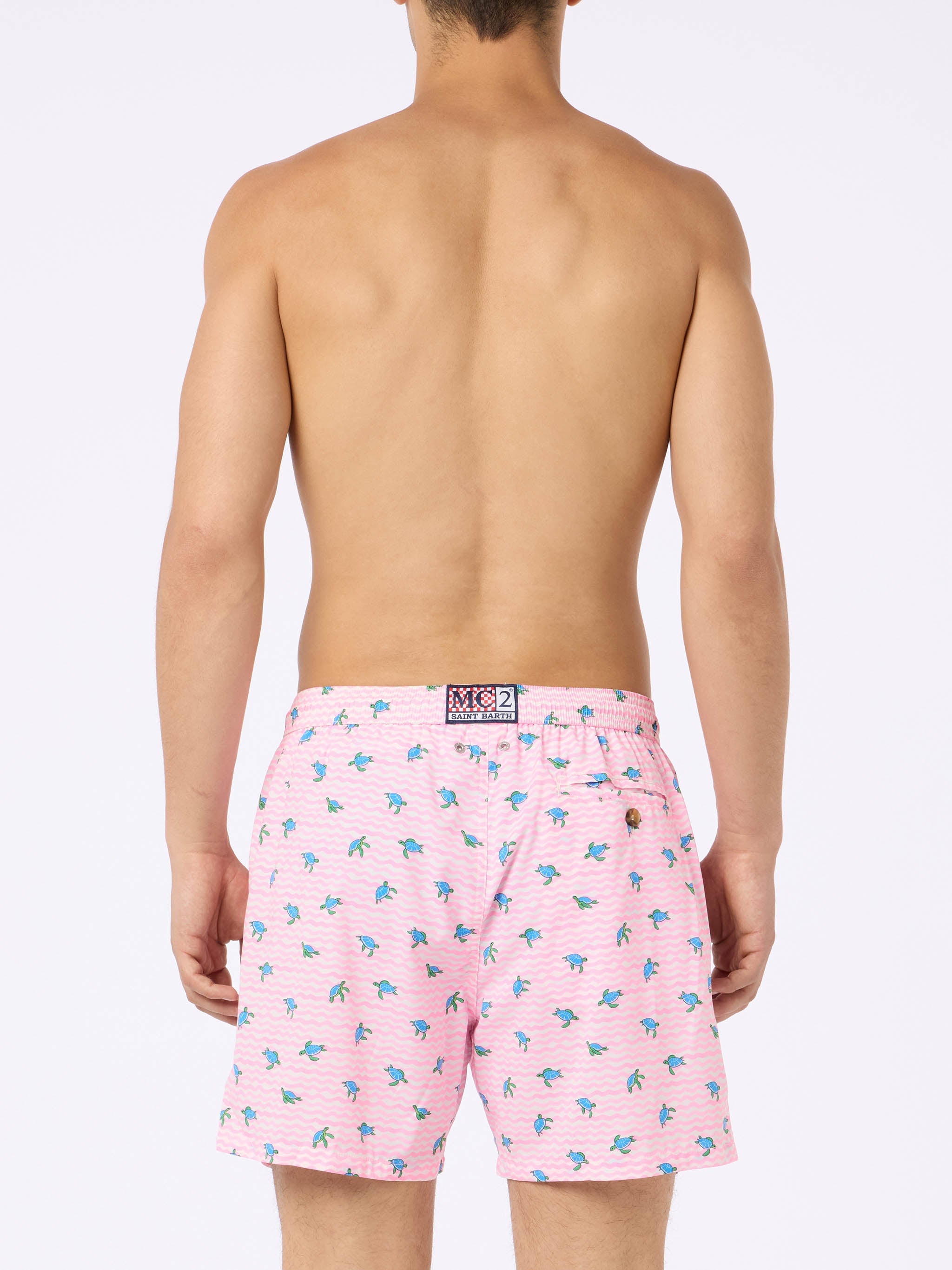 Comfort Light Classic Stretch Swim Shorts With Sea Turtles Print Pink Swimshort