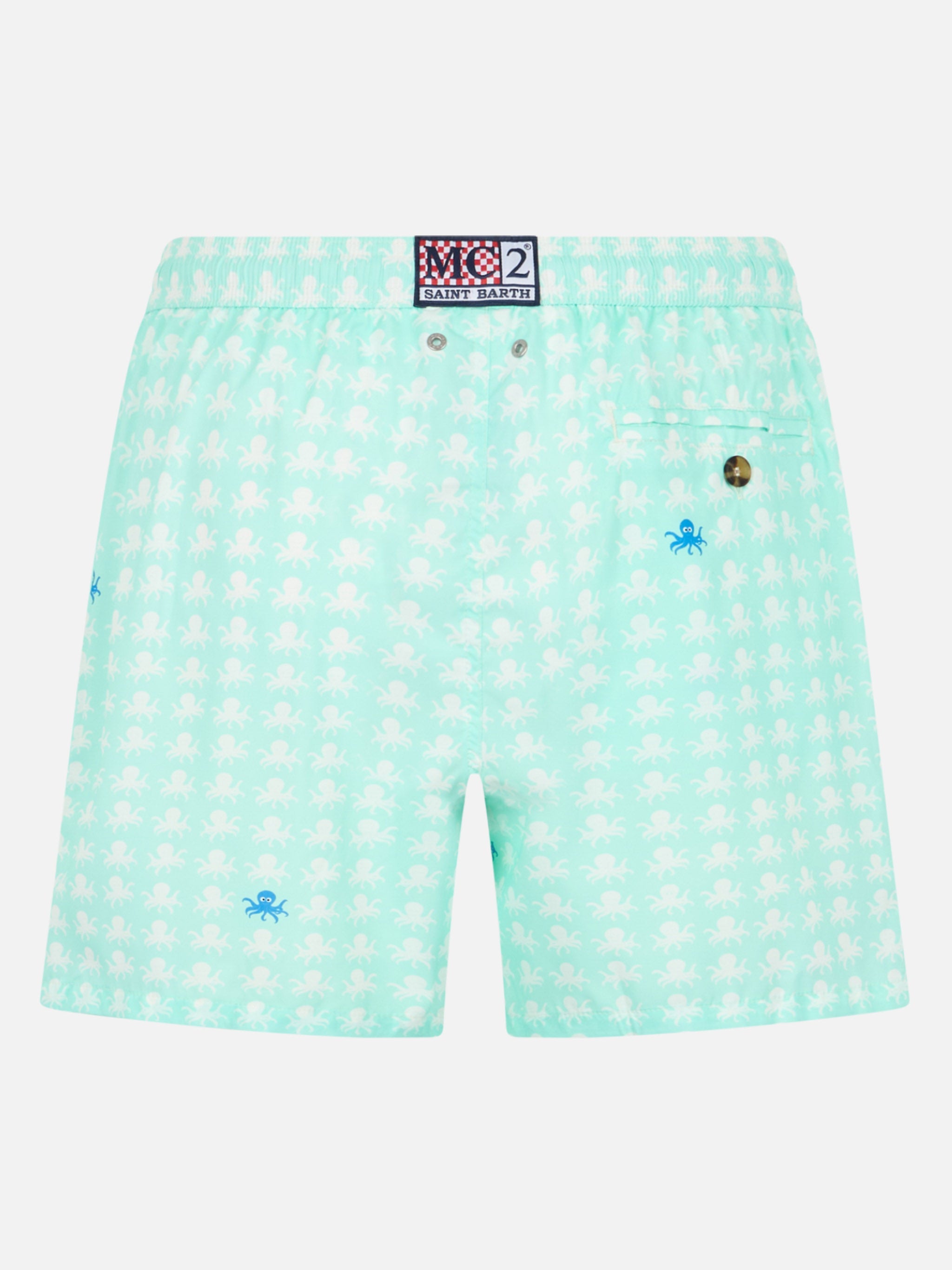Comfort Light Swim Shorts With Octopus Print Green Swimshort