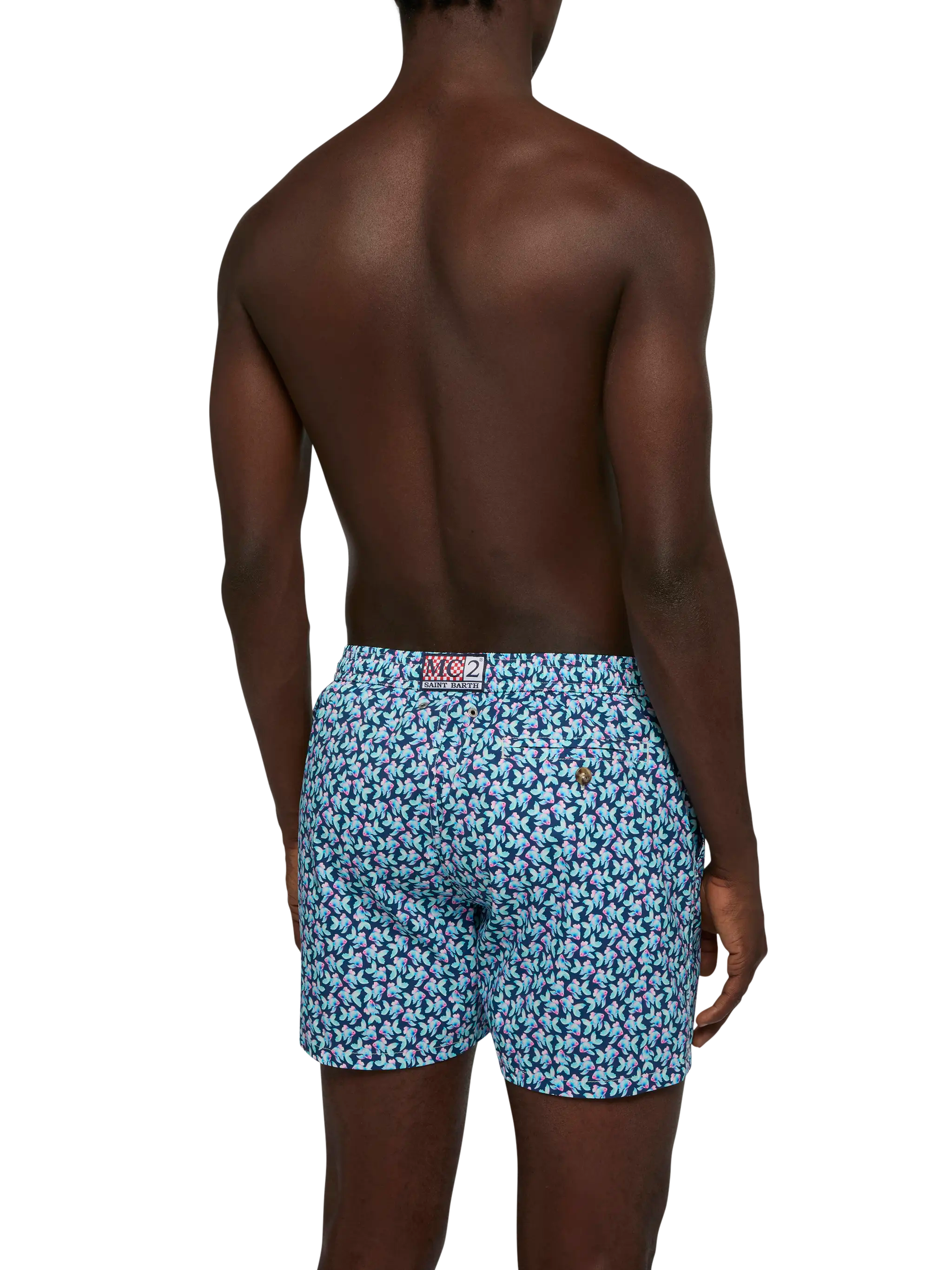 Comfort Light Swim Shorts With Fish Print Blue Swimshort