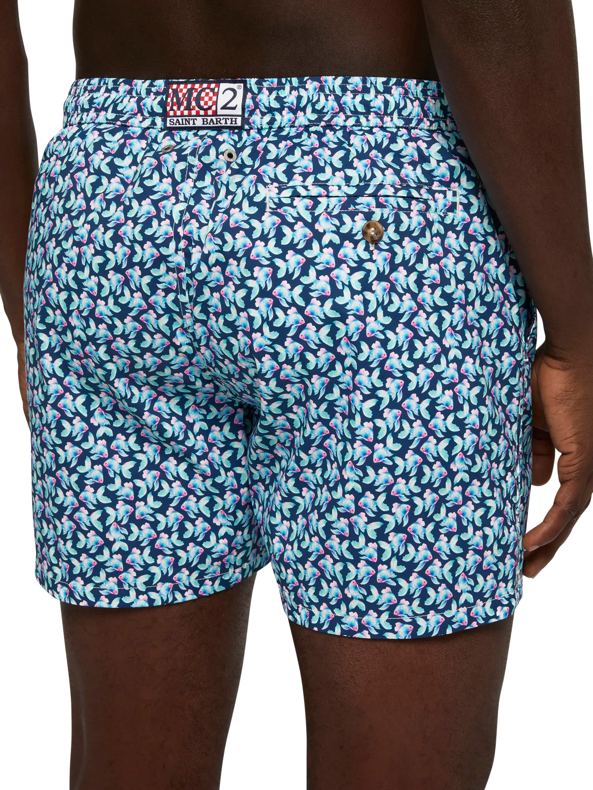 Comfort Light Swim Shorts With Fish Print Blue Swimshort