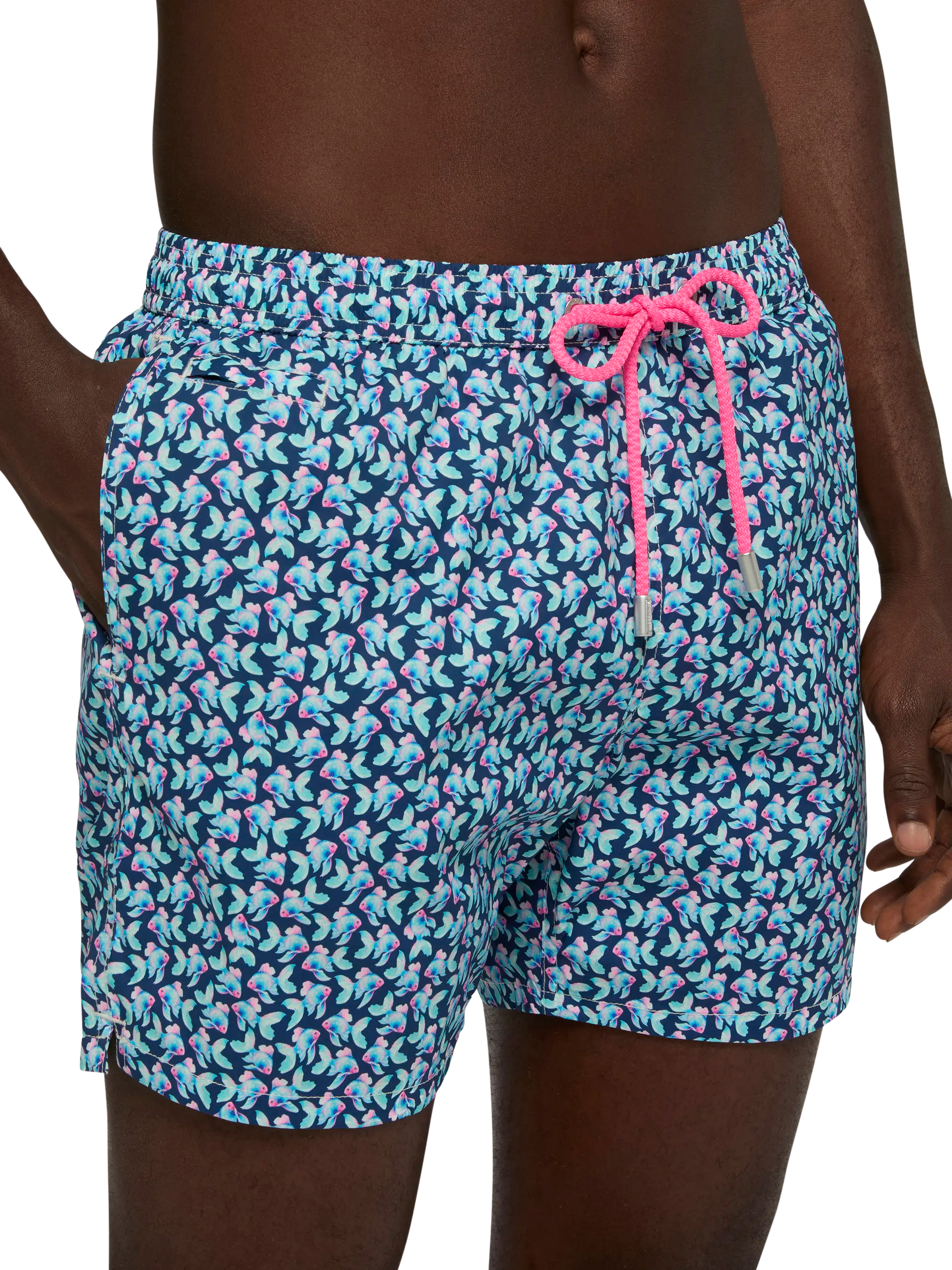 Comfort Light Swim Shorts With Fish Print Blue Swimshort