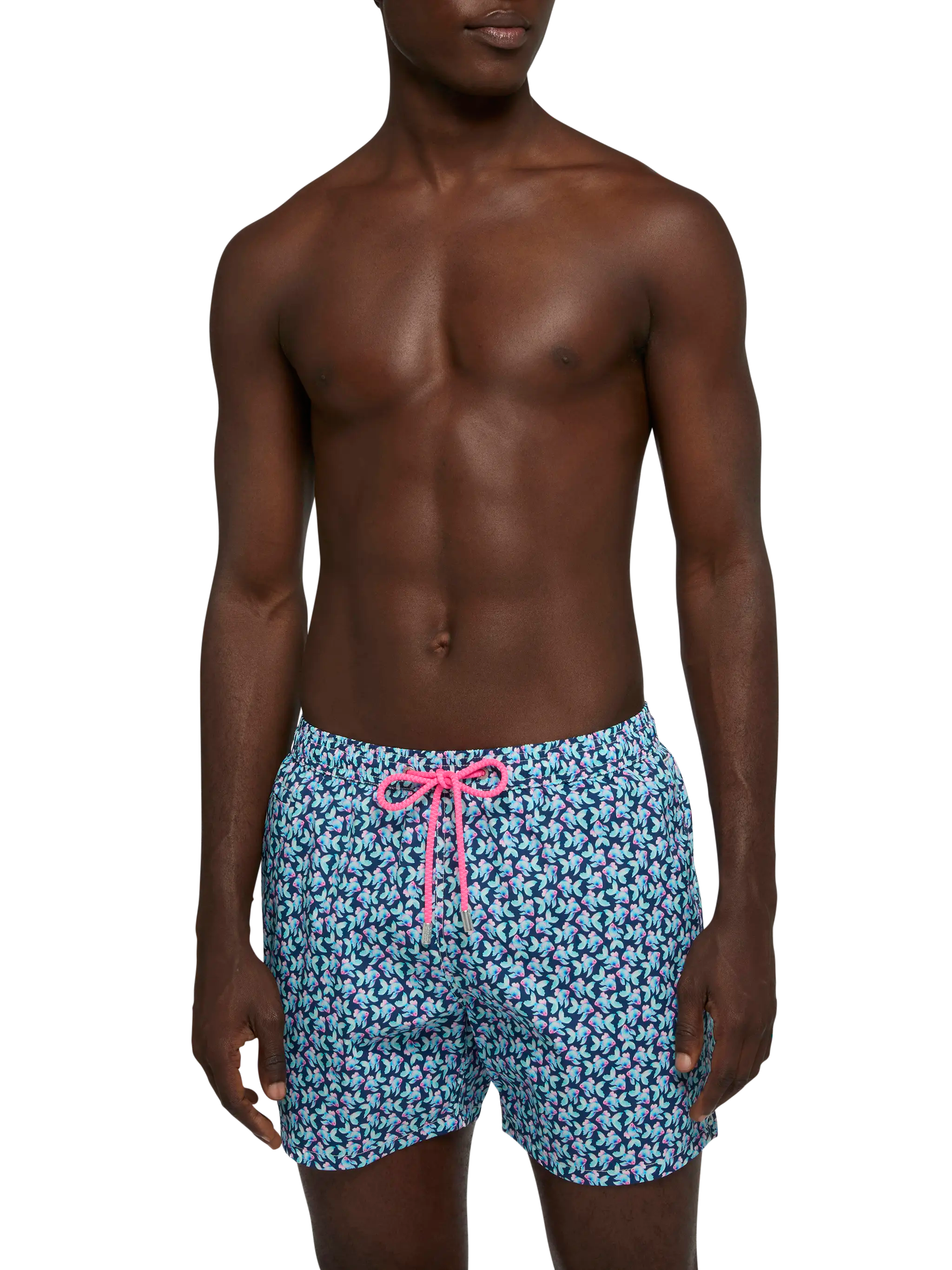 Comfort Light Swim Shorts With Fish Print Blue Swimshort