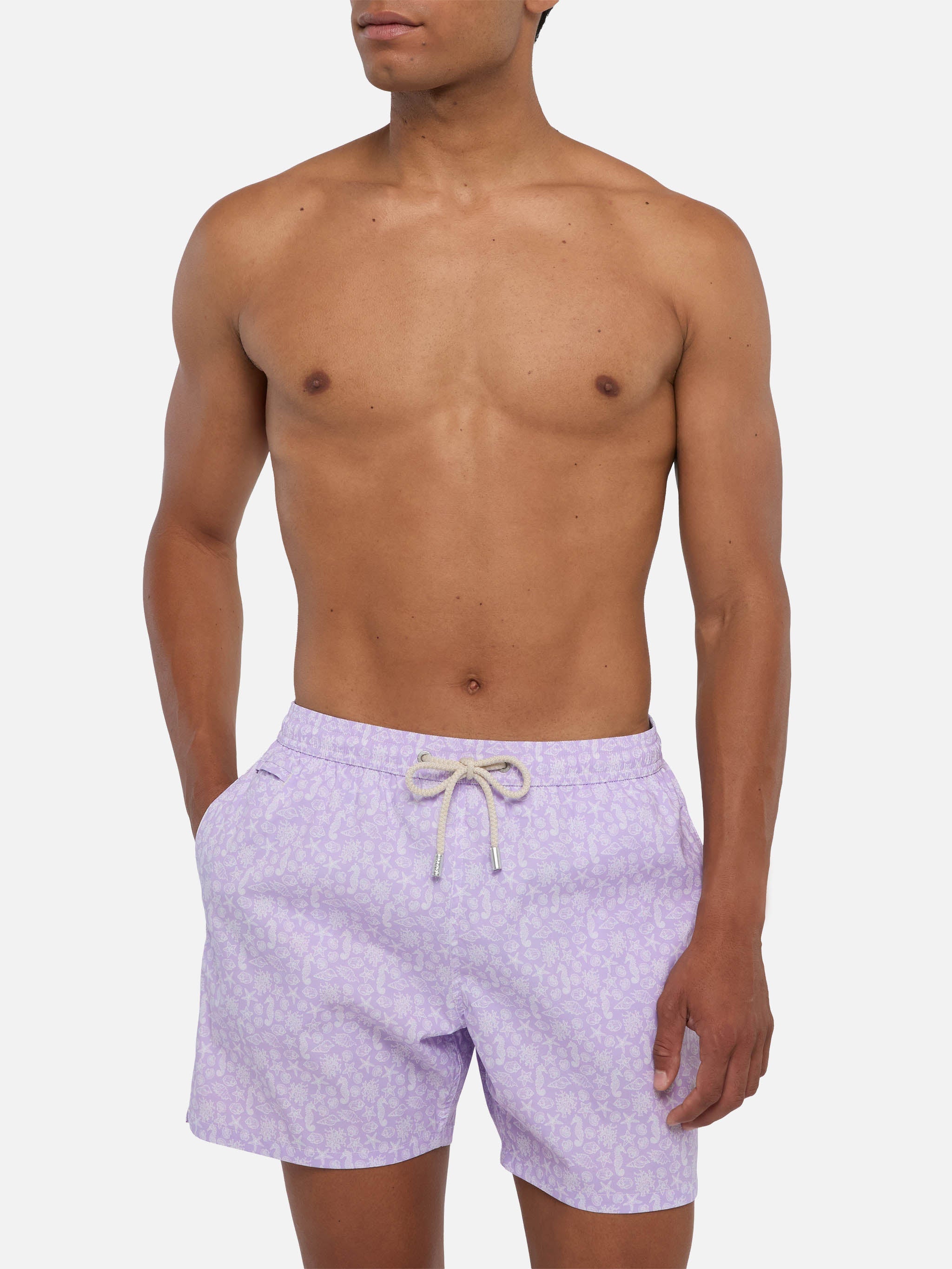 Comfort Light Swim Shorts With Sea Animals Print Pink Swimshort