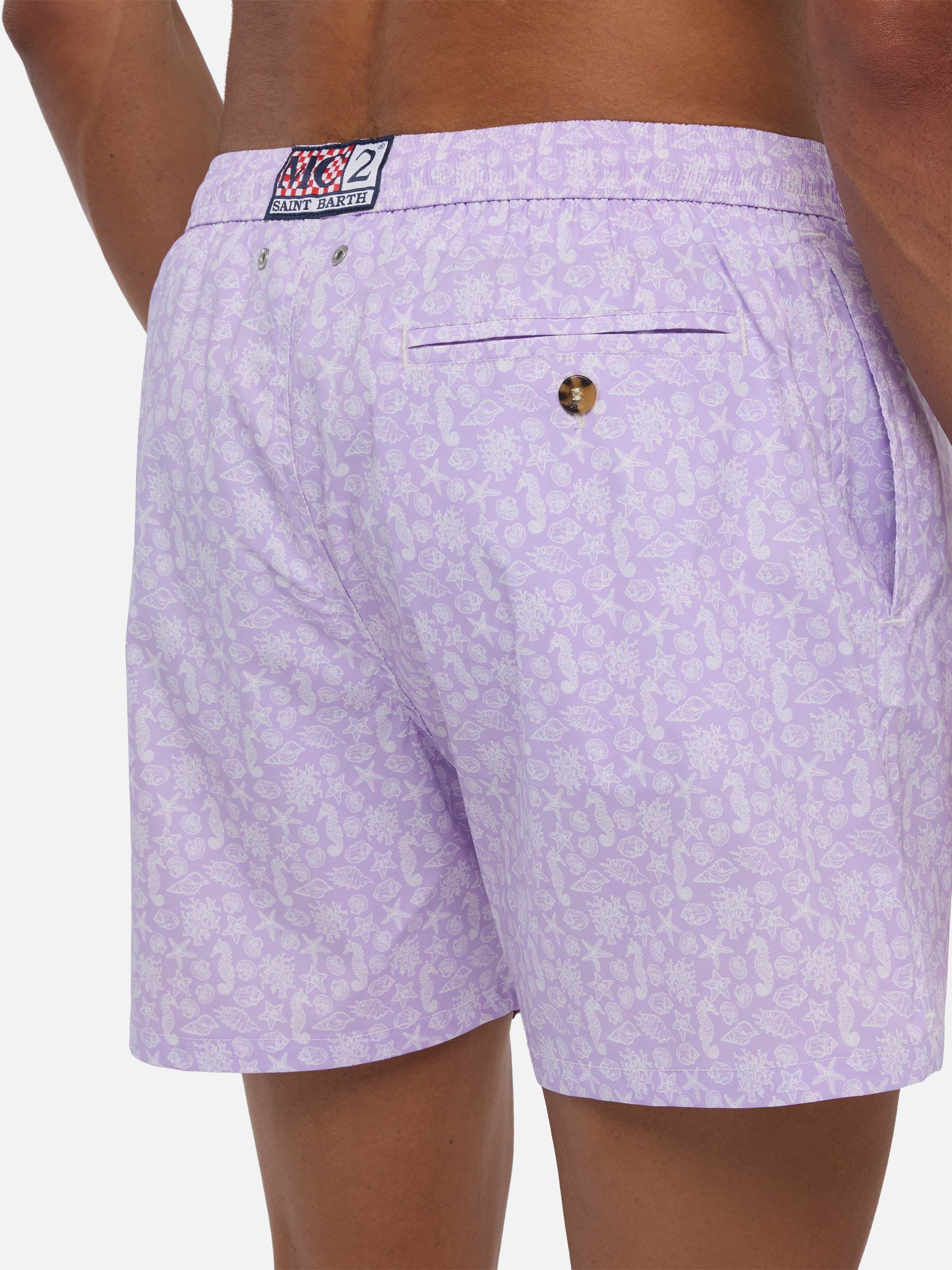 Comfort Light Swim Shorts With Sea Animals Print Pink Swimshort