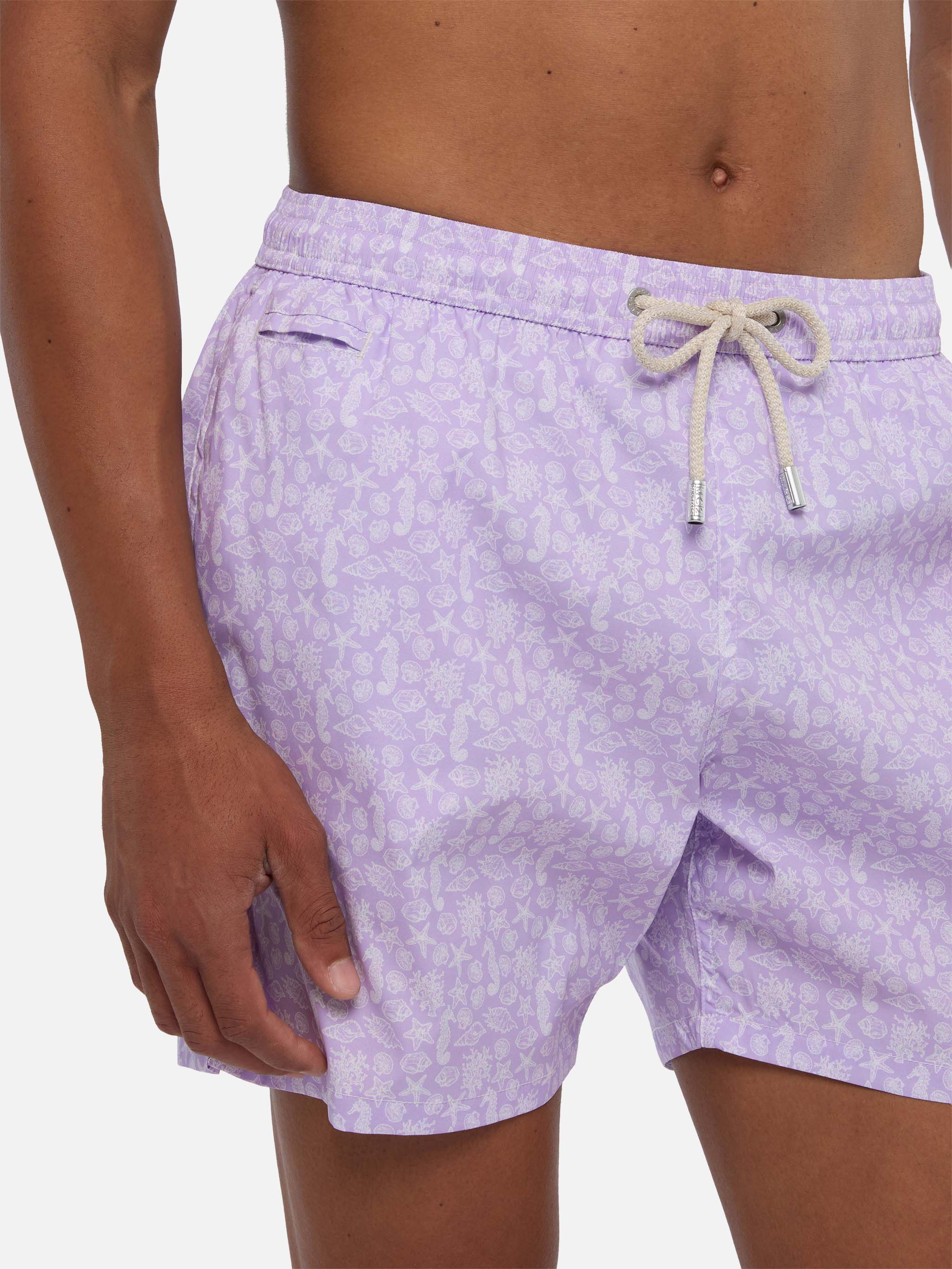 Comfort Light Swim Shorts With Sea Animals Print Pink Swimshort