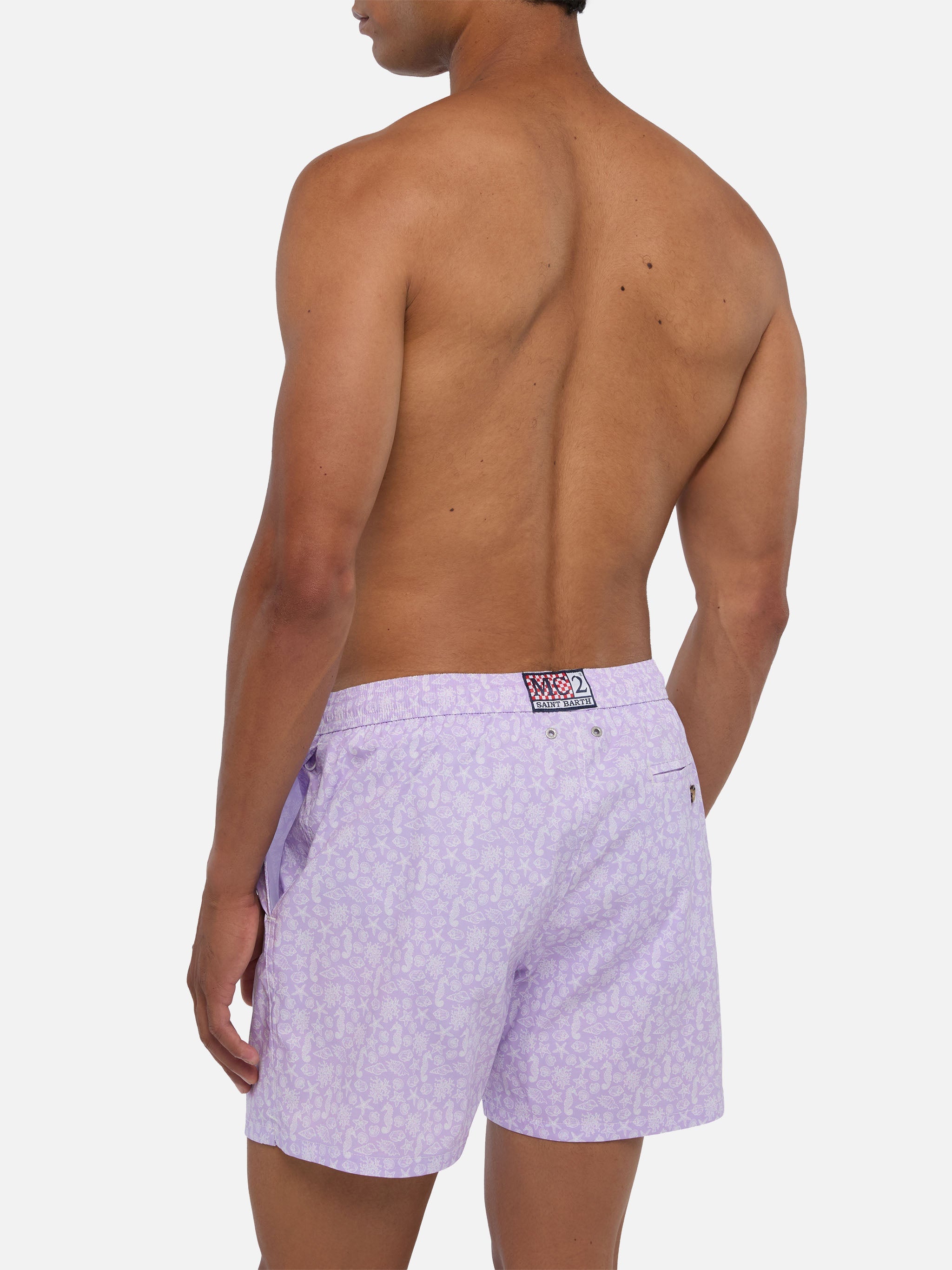 Comfort Light Swim Shorts With Sea Animals Print Pink Swimshort
