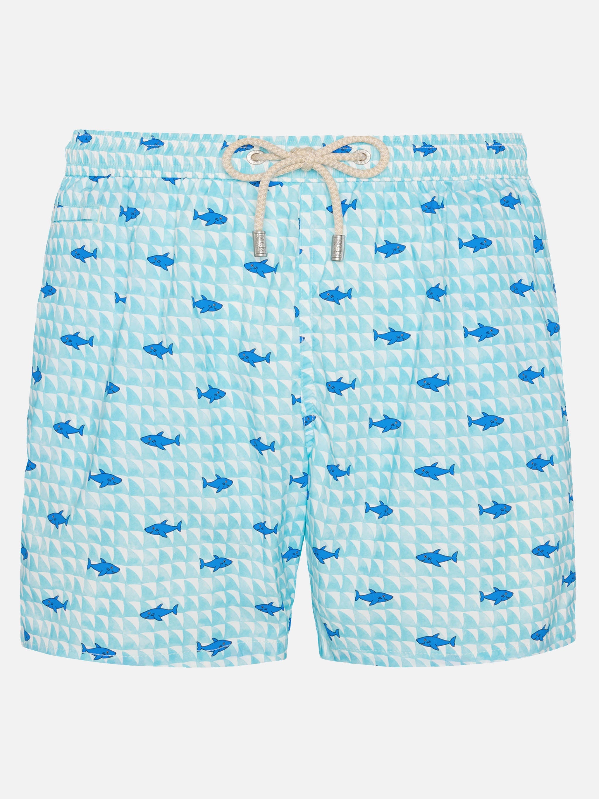 Comfort Light Swim Shorts With Fin Shark Print Blue Swimshort
