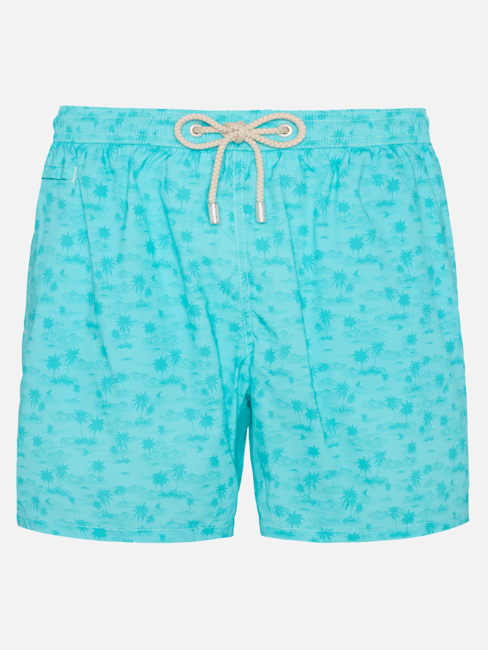 Comfort Light Swim Shorts With Hawaiian Print Green Swimshort