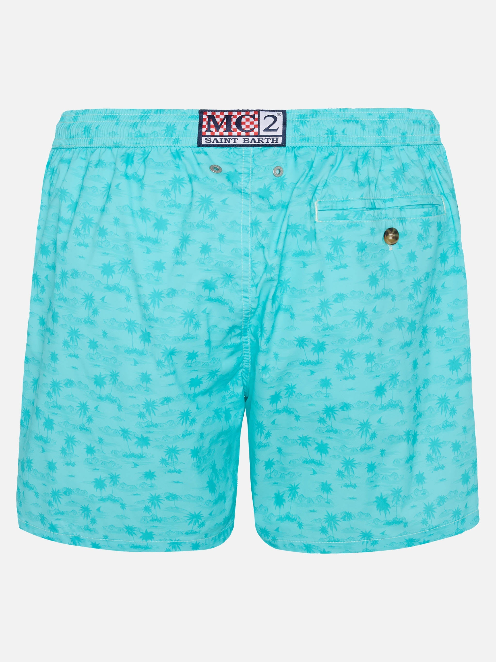 Comfort Light Swim Shorts With Hawaiian Print Green Swimshort