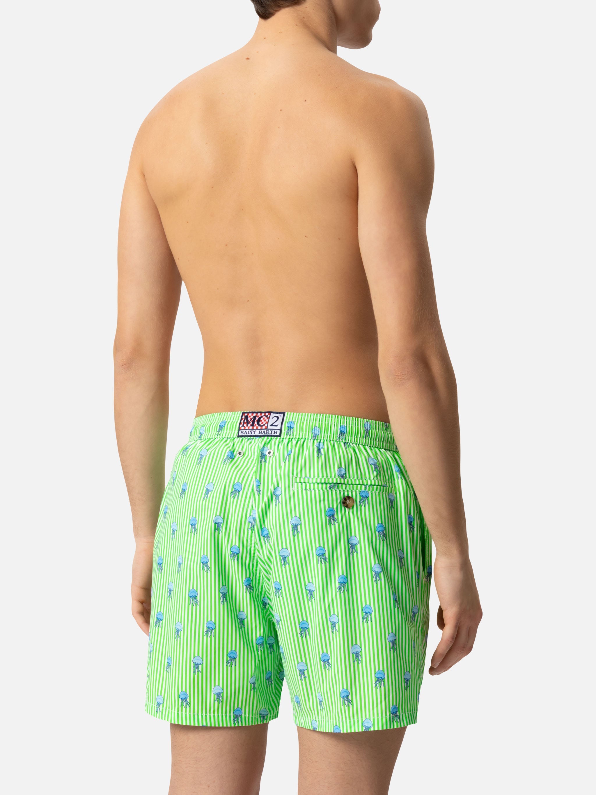 Comfort Light Swim Shorts With Jelly Fish Print Green Swimshort
