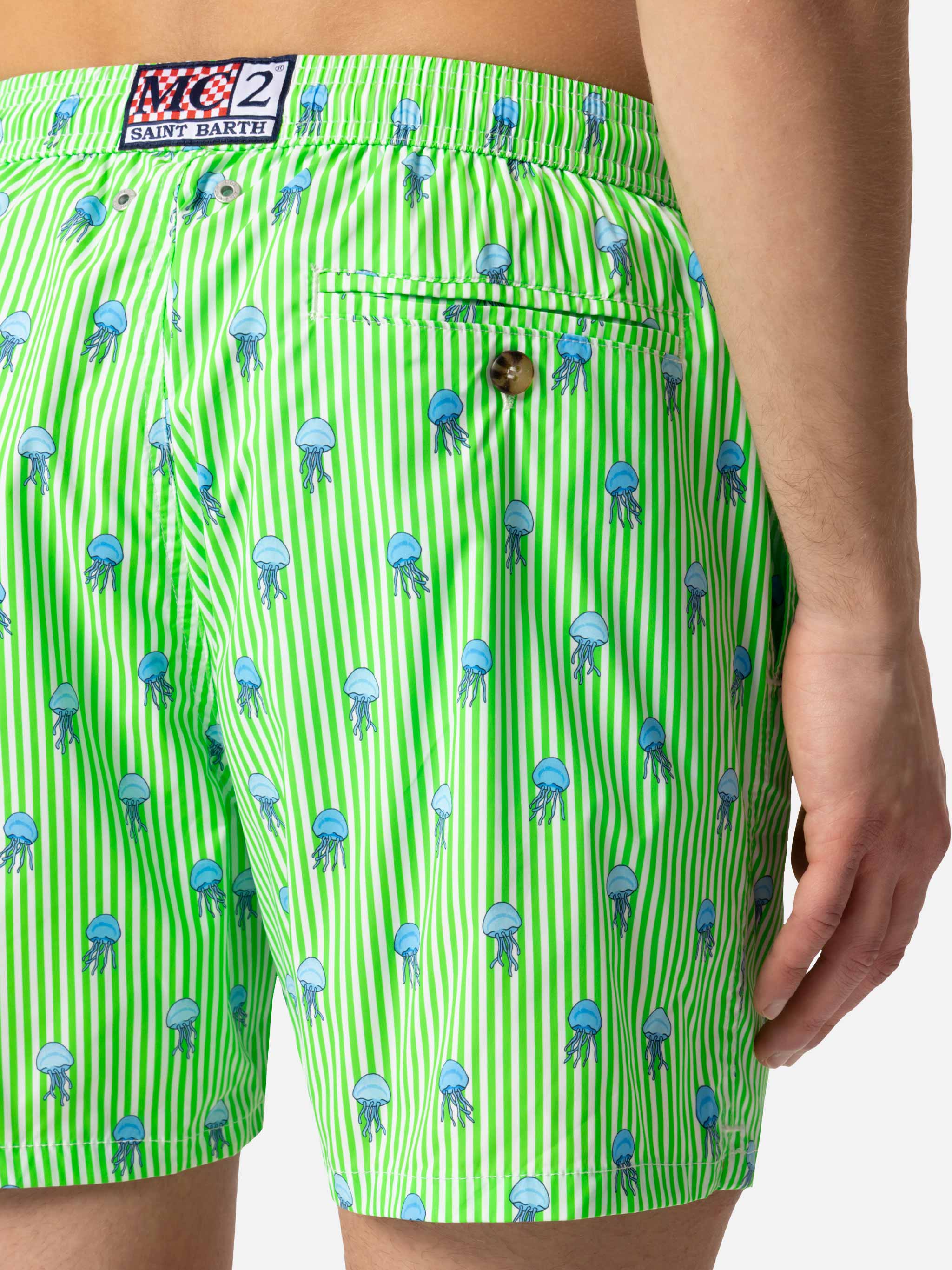Comfort Light Swim Shorts With Jelly Fish Print Green Swimshort