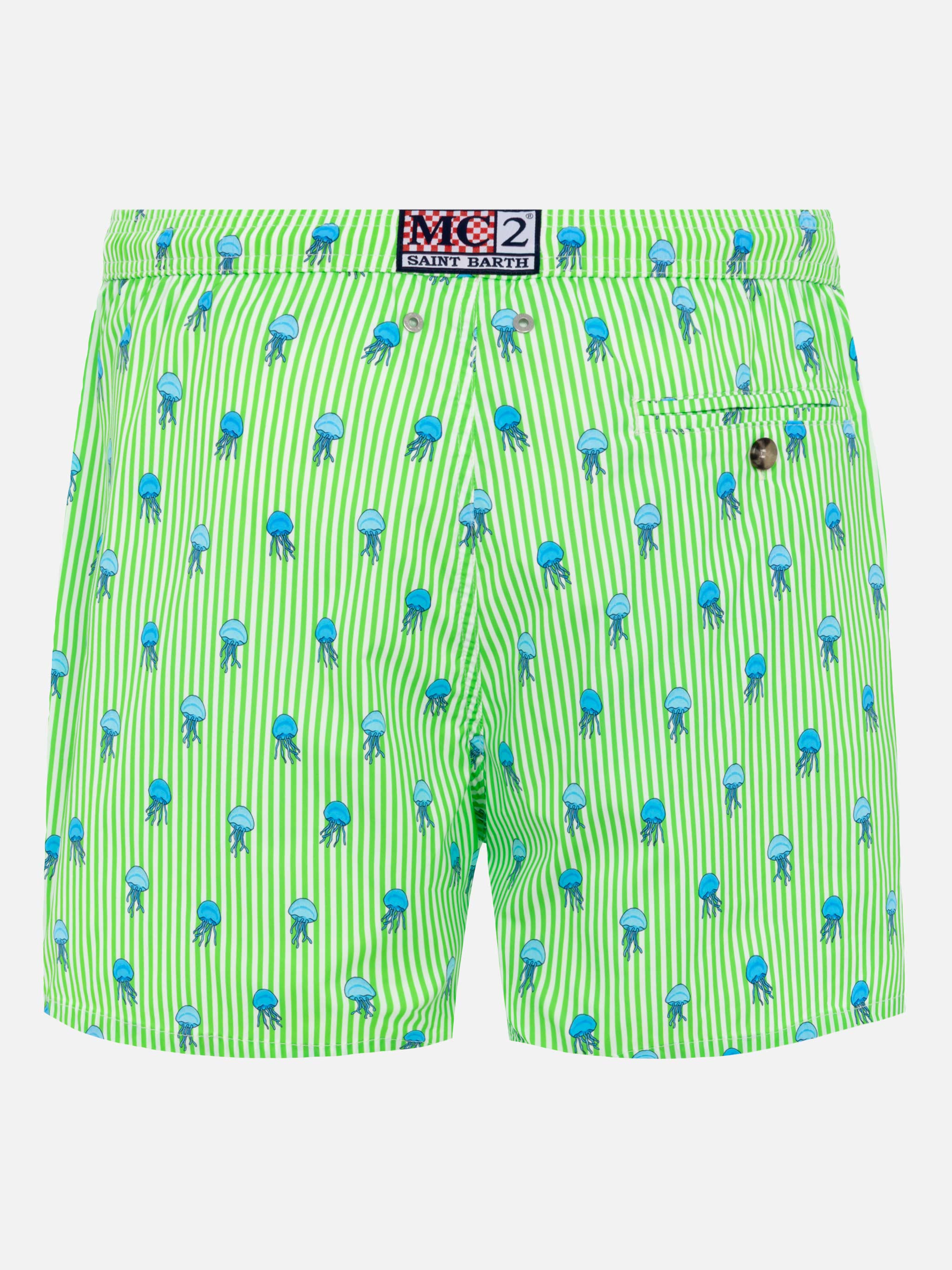 Comfort Light Swim Shorts With Jelly Fish Print Green Swimshort