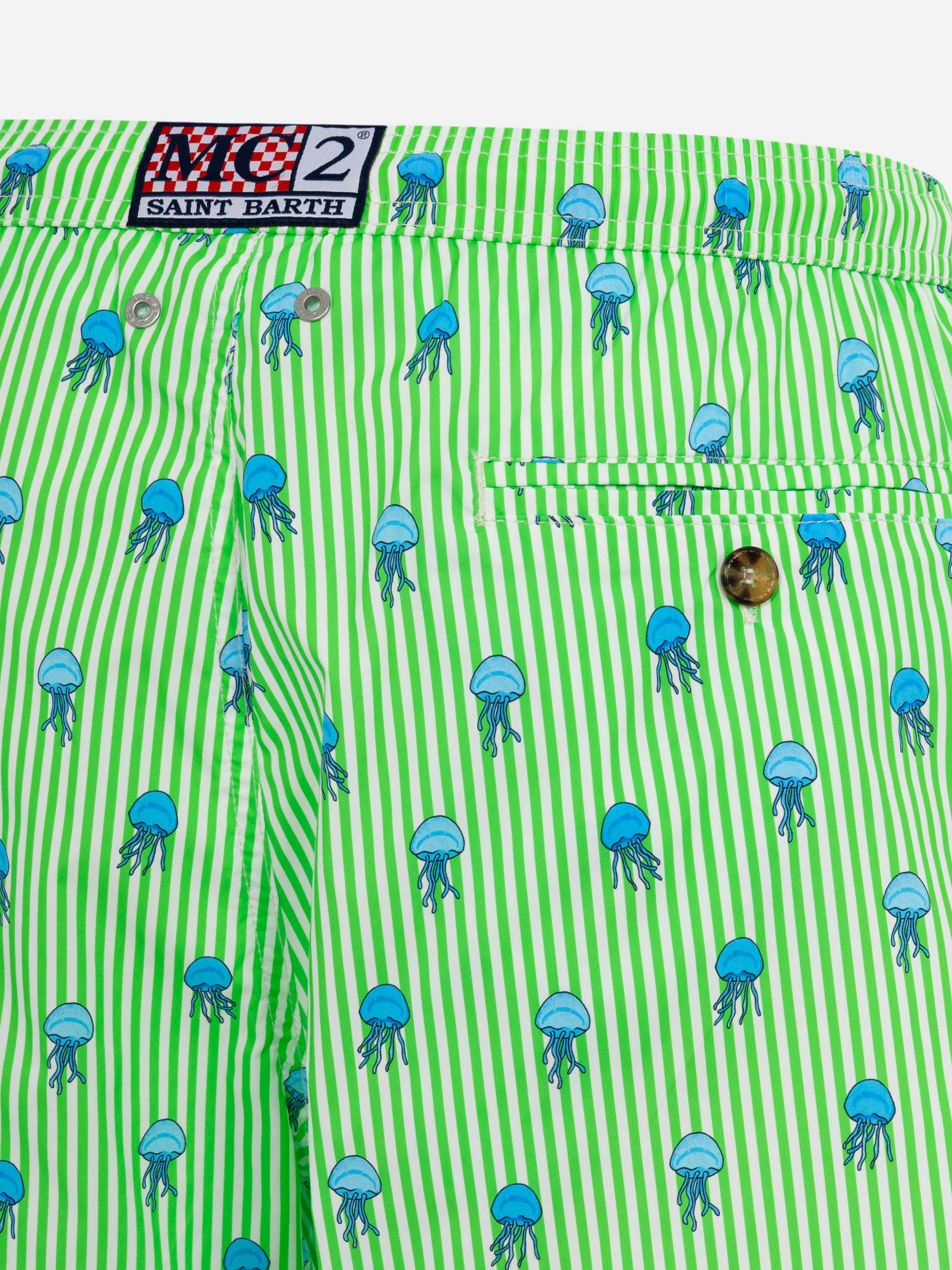 Comfort Light Swim Shorts With Jelly Fish Print Green Swimshort
