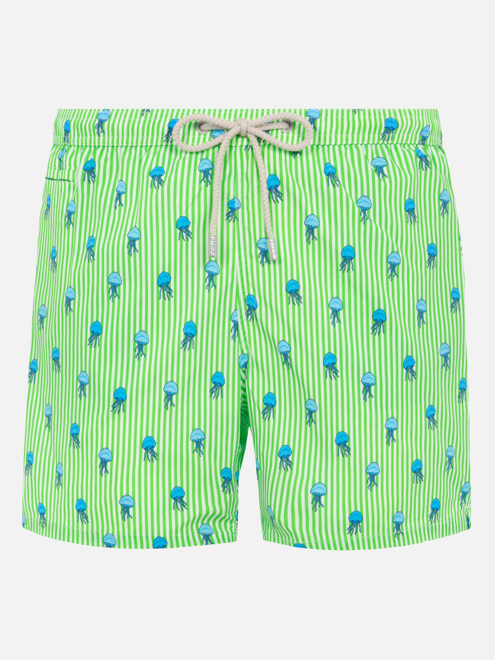 Comfort Light Swim Shorts With Jelly Fish Print Green Swimshort