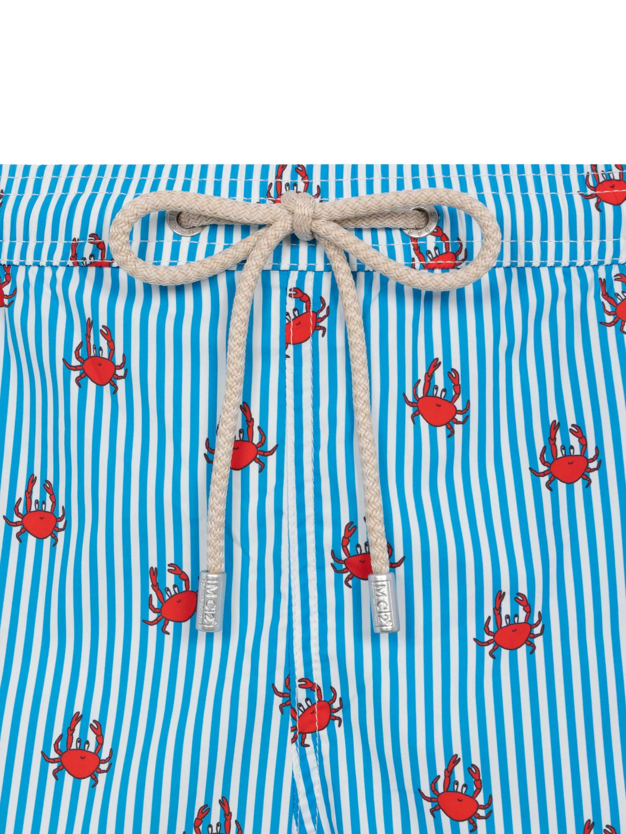 Comfort Light Swim Shorts With Crabs Print White Swimshort