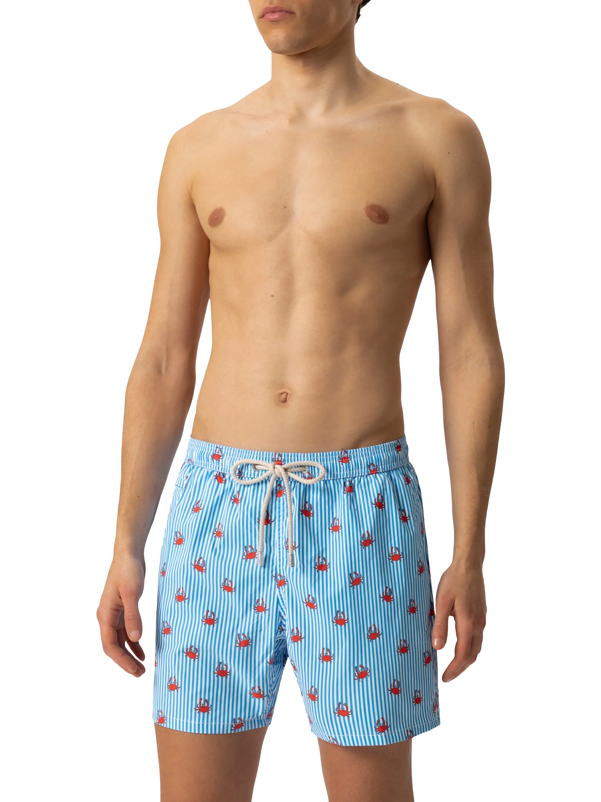Comfort Light Swim Shorts With Crabs Print White Swimshort